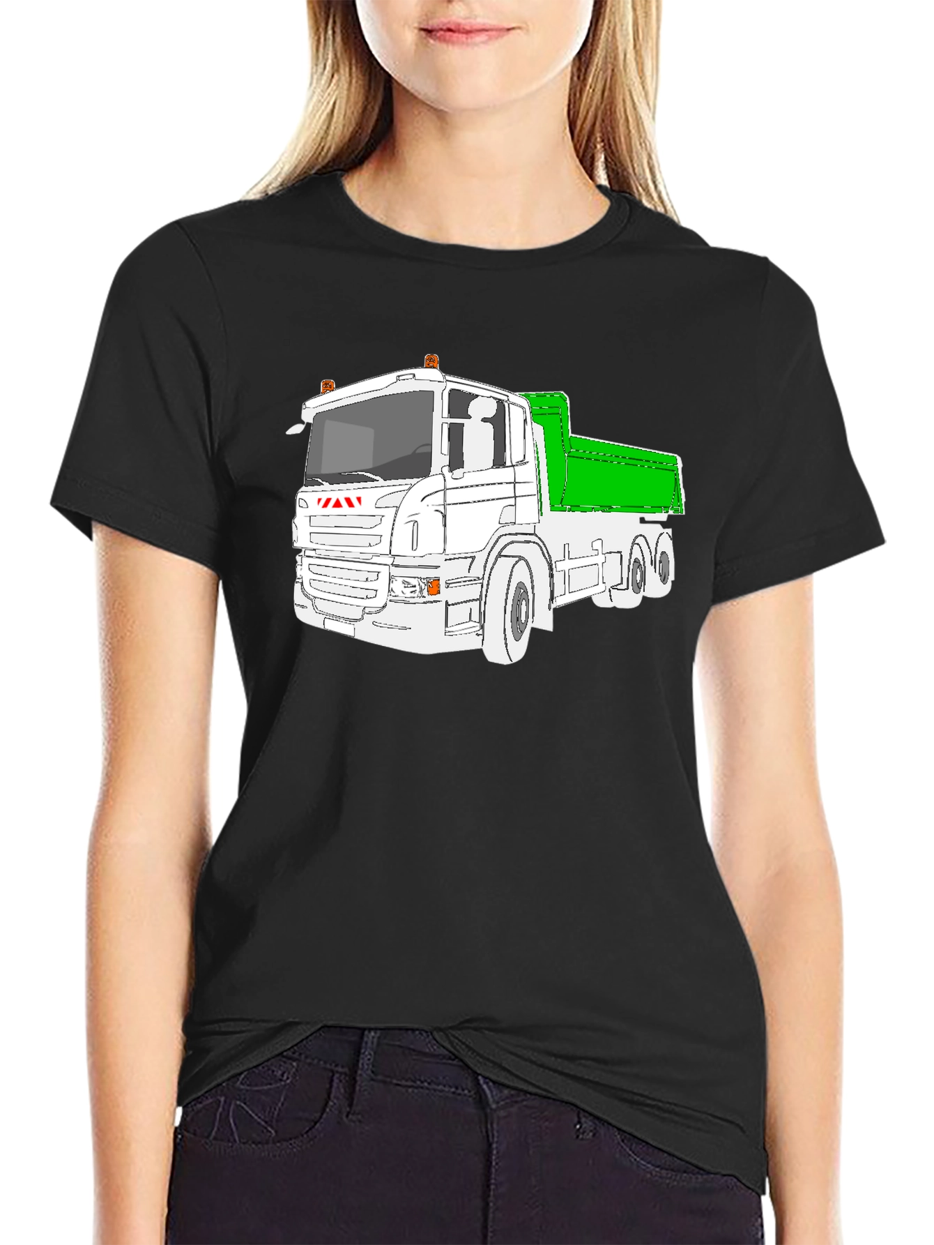 Black Truck Graphic T-Shirt - Black Heavy Duty Vehicle Tee view 2