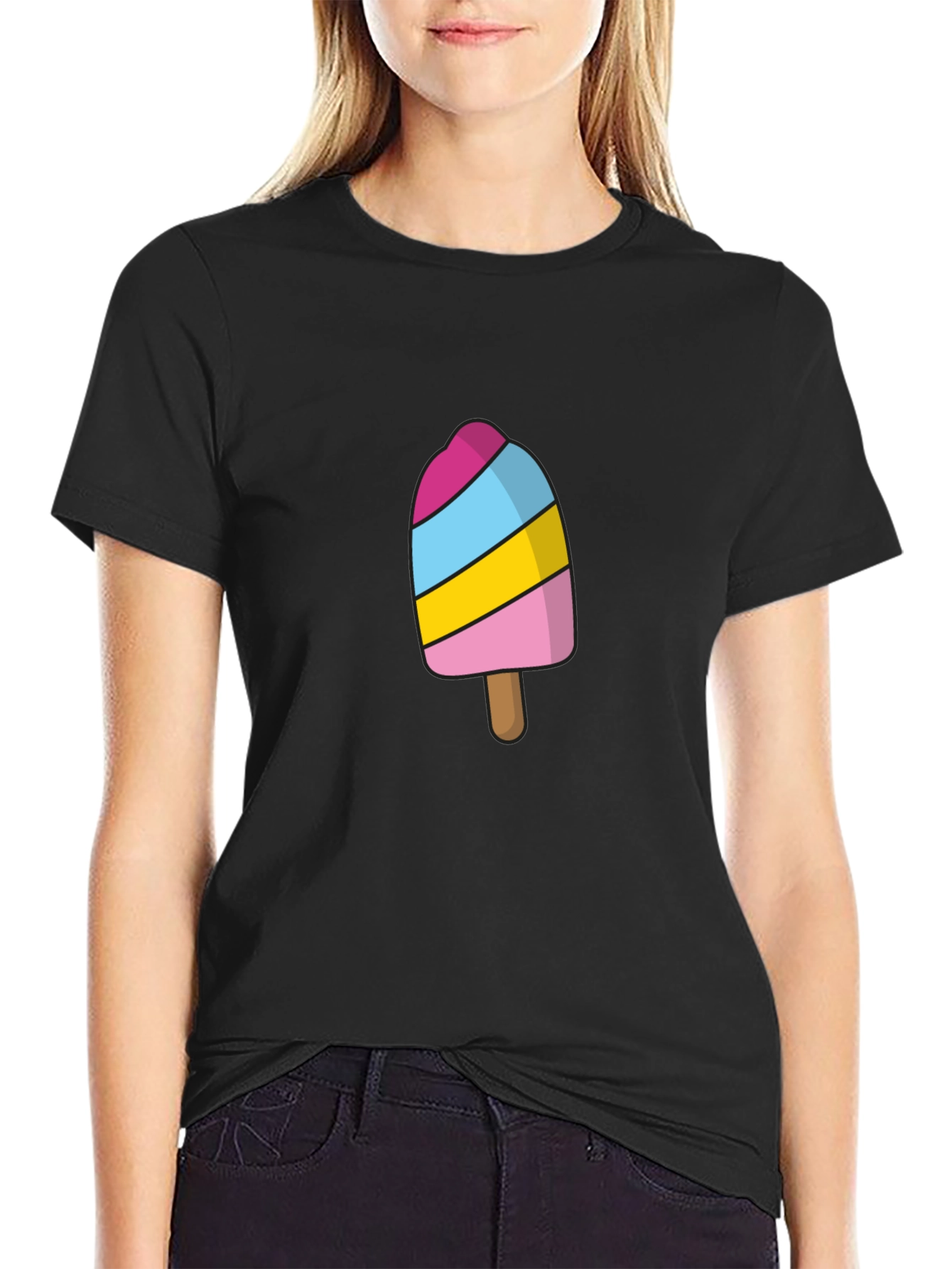 Black Fun Ice Cream Popsicle Graphic T-Shirt view 2