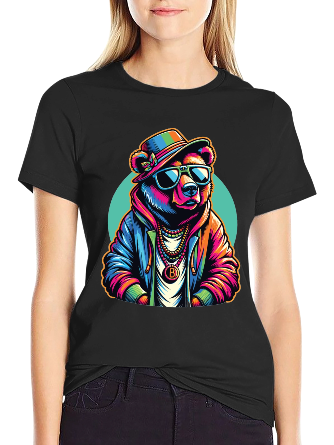 Black Cool Bear Graphic T-Shirt - Stylish & Unique Design view 2