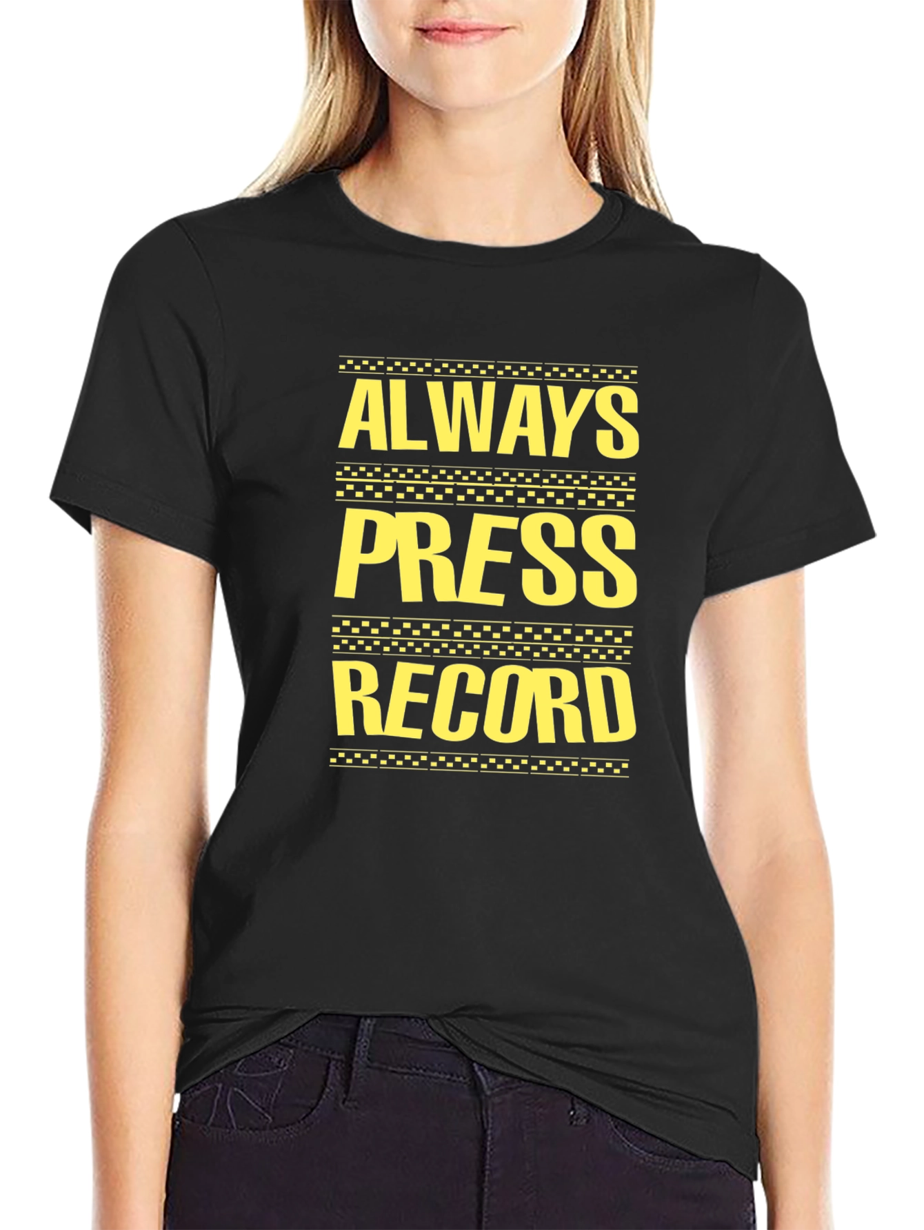 Black Always Press Record Graphic Tee - Black view 2