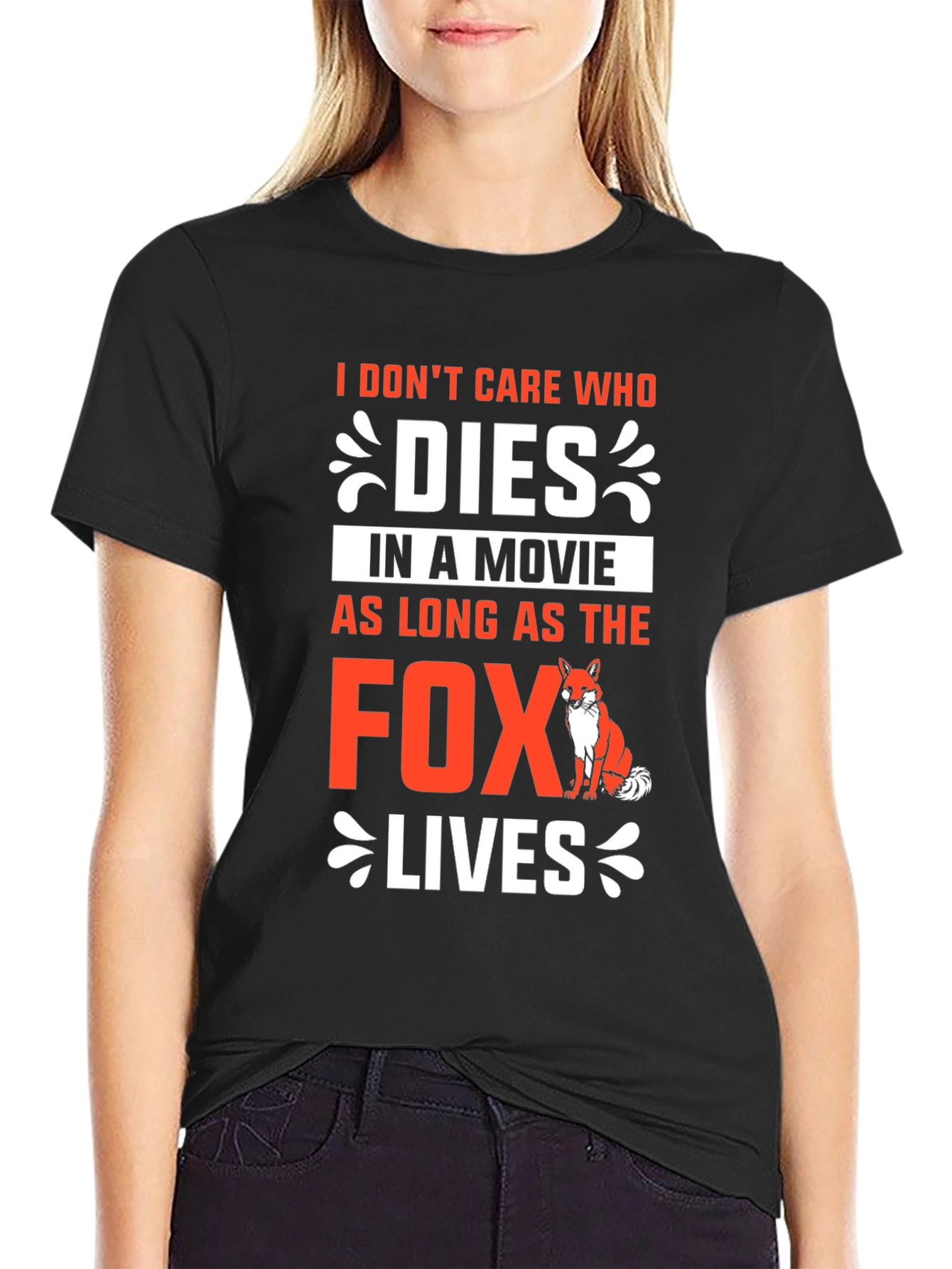 Black Funny Fox Movie Lover T-Shirt view 2