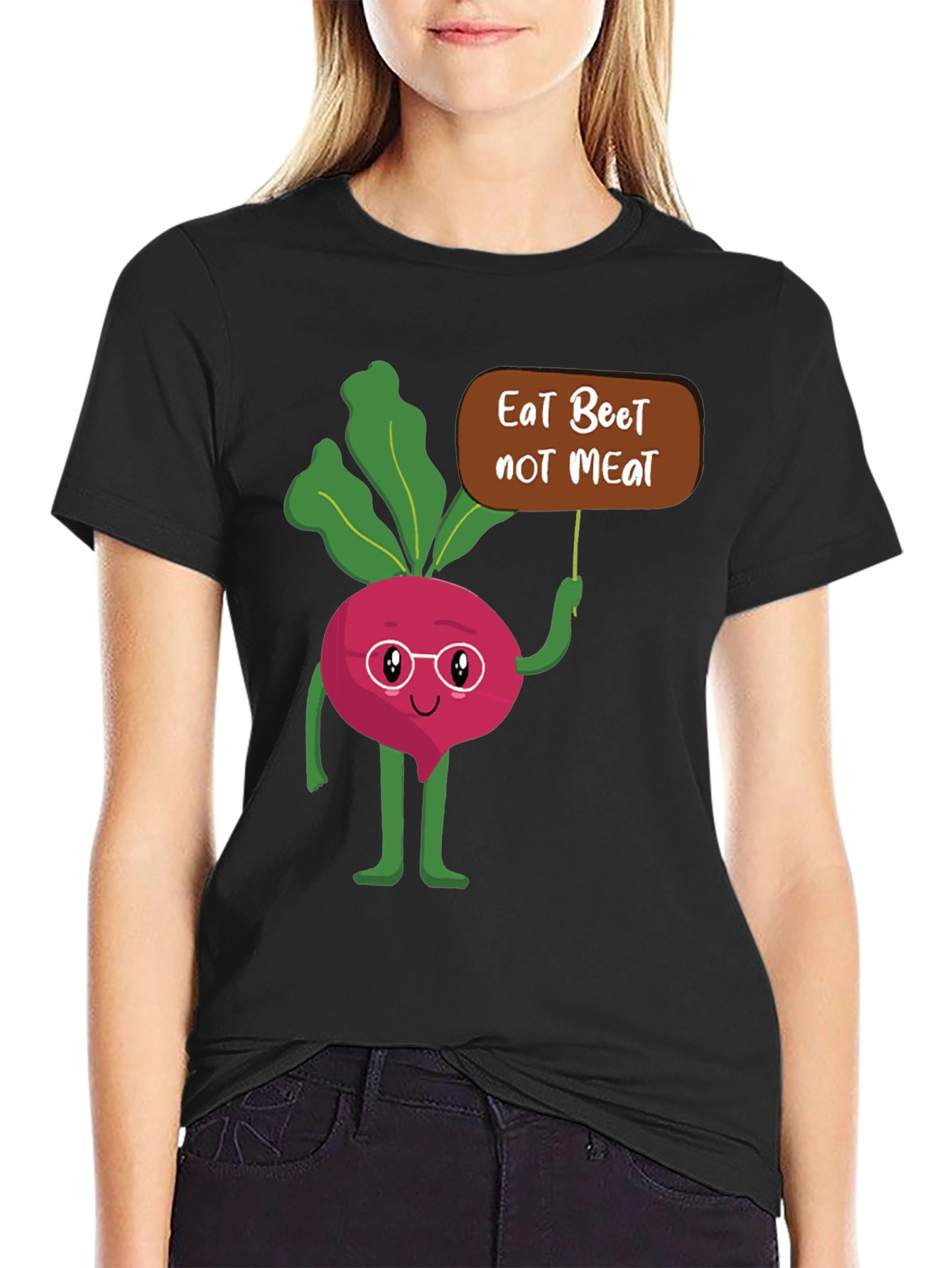 Black Eat Beet Not Meat Graphic T-Shirt view 2