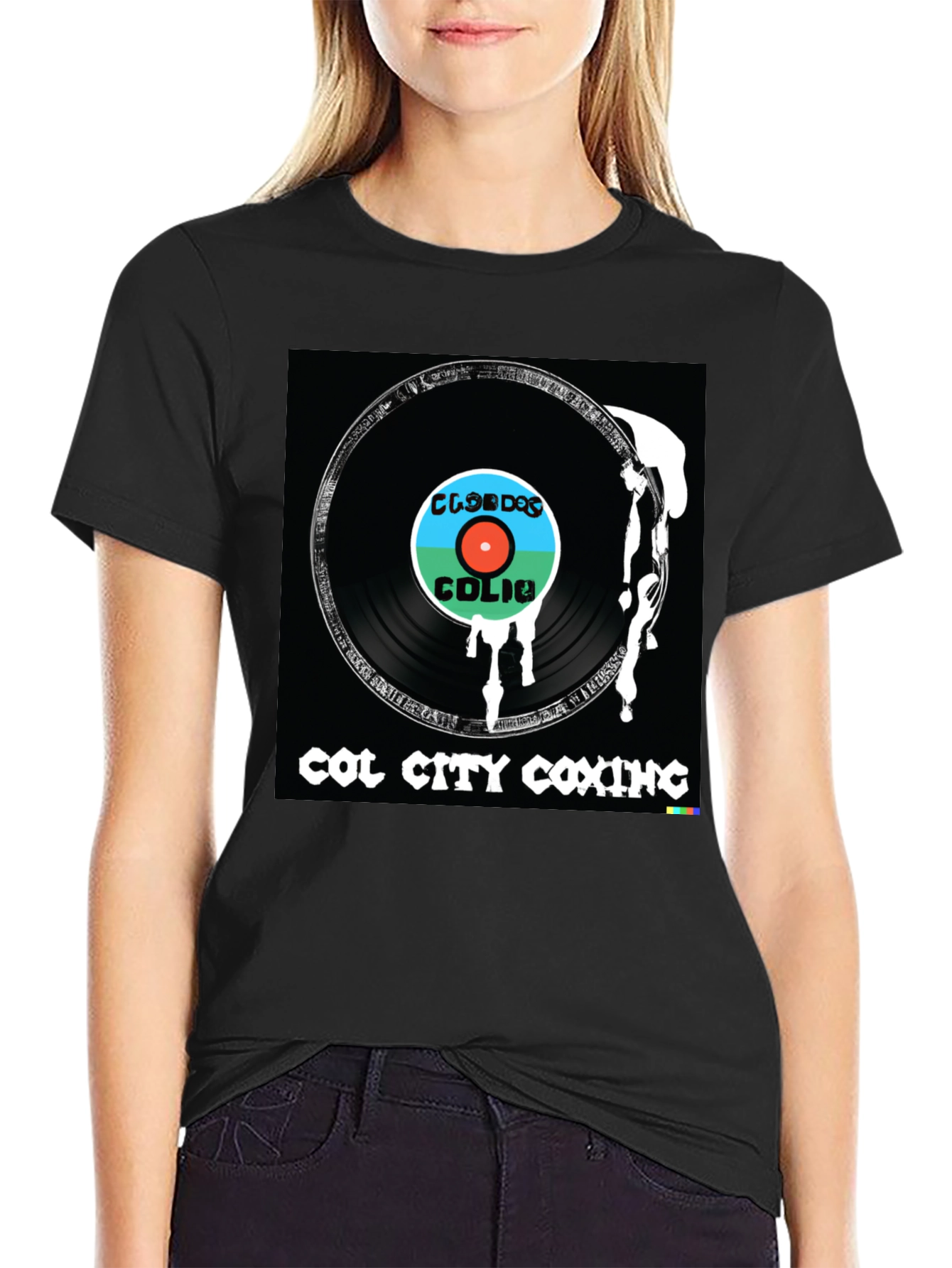 Black Col City Coxing Record Design Black T-Shirt view 2