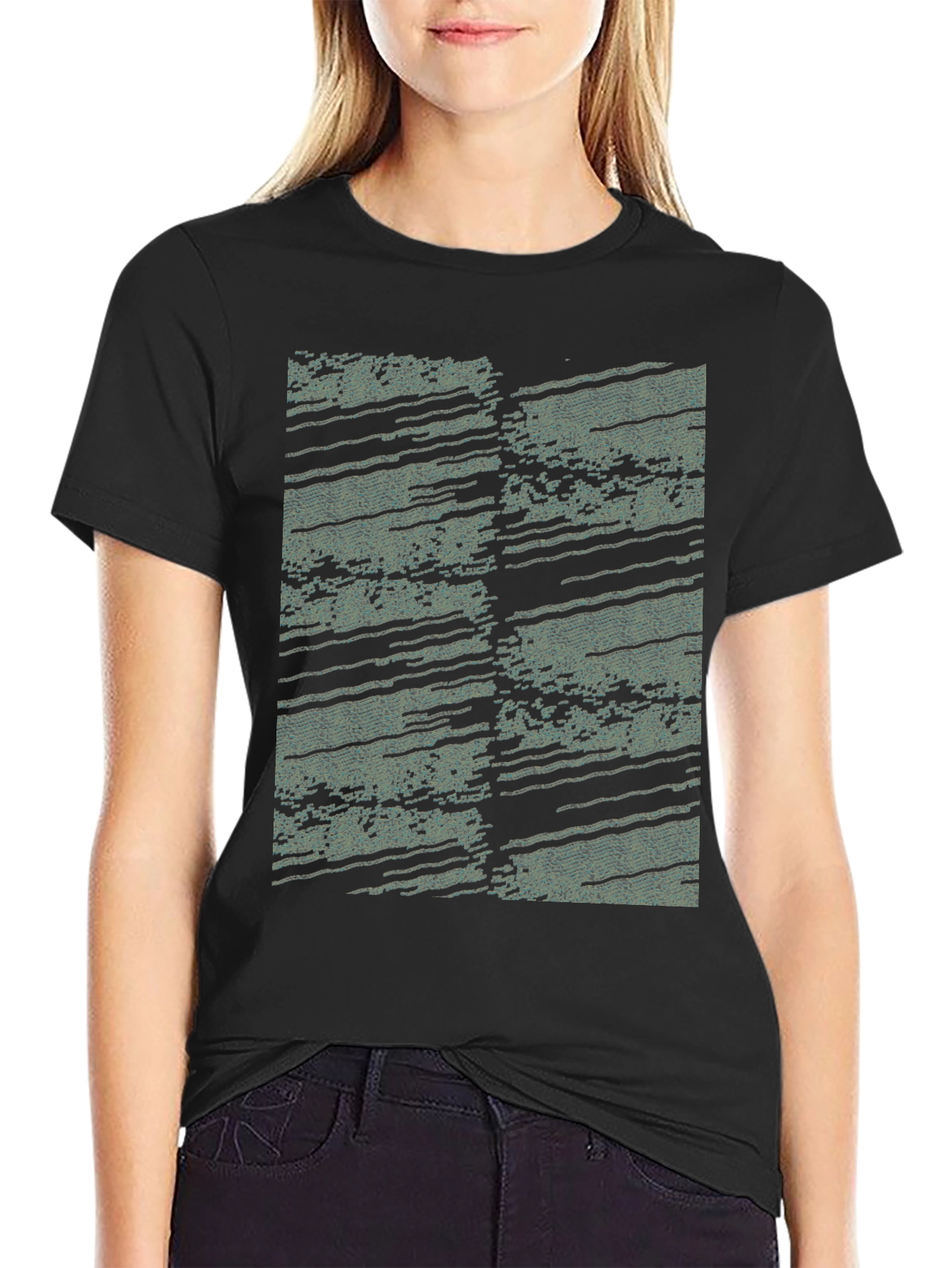 Black Abstract Pattern Black T-Shirt view 2