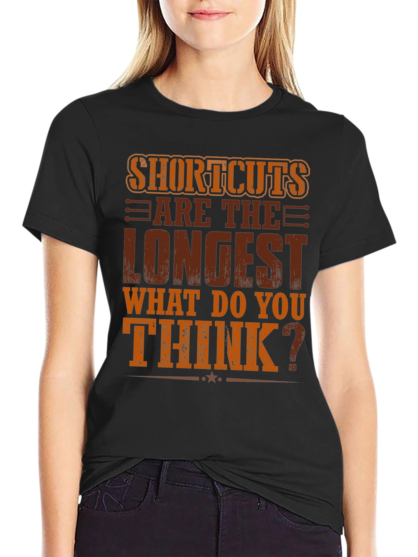 Black Shortcuts Are The Longest T-Shirt view 2