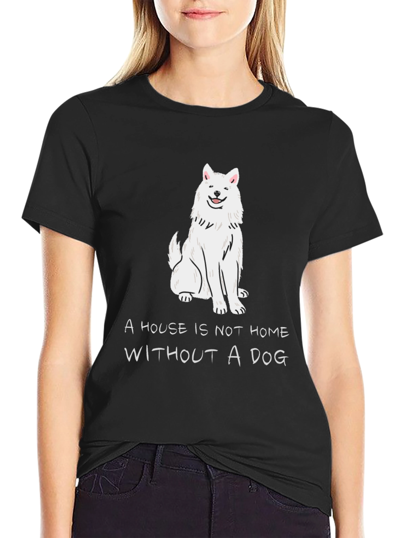 Black Dog Lover T-Shirt: "A House is Not a Home Without a Dog" view 2