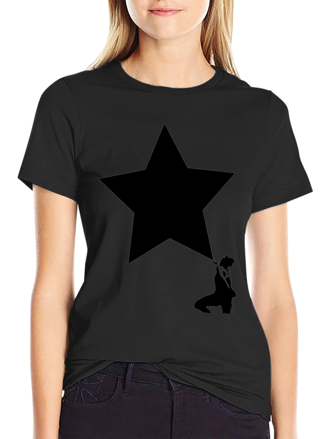 Black Star Silhouette Graphic Black T-Shirt view 2