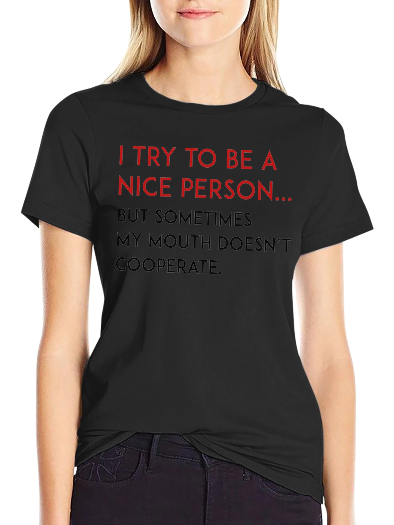 Black Funny "Nice Person" Graphic Tee view 2