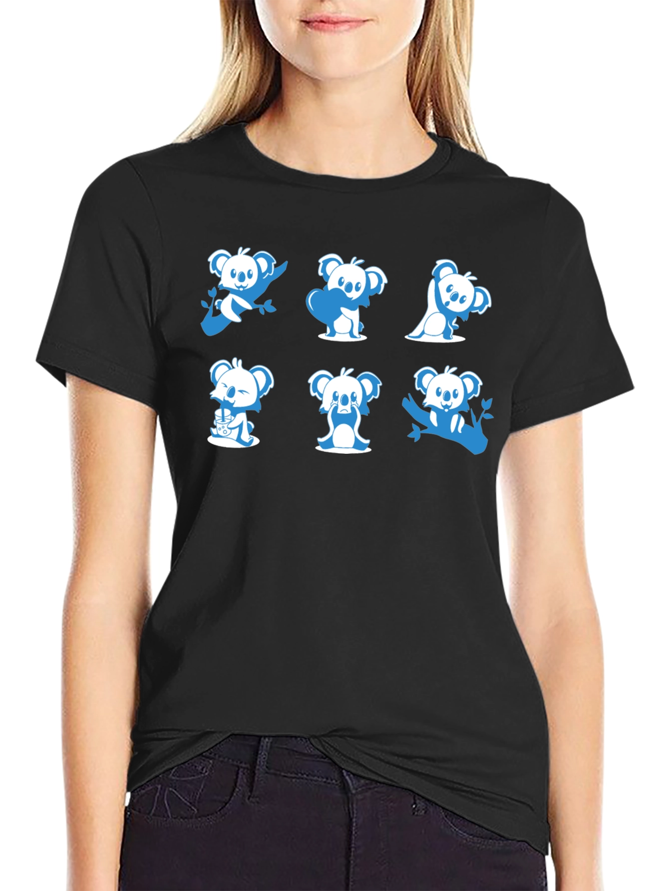 Cute Koala T-Shirt - Graphic Tee - Black Cotton Blend - 2