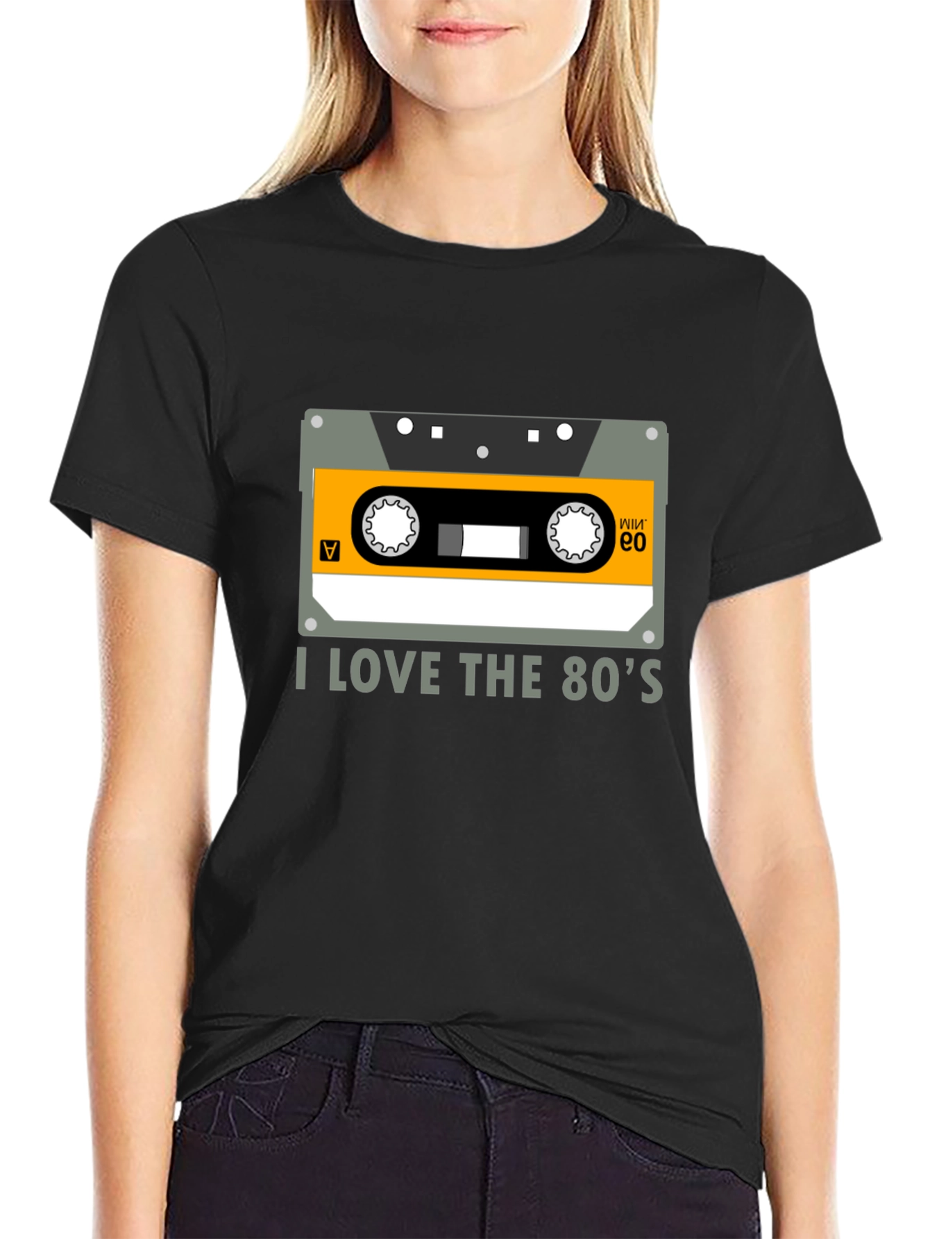 Black I Love the 80's Cassette Tape Black Graphic Tee view 2