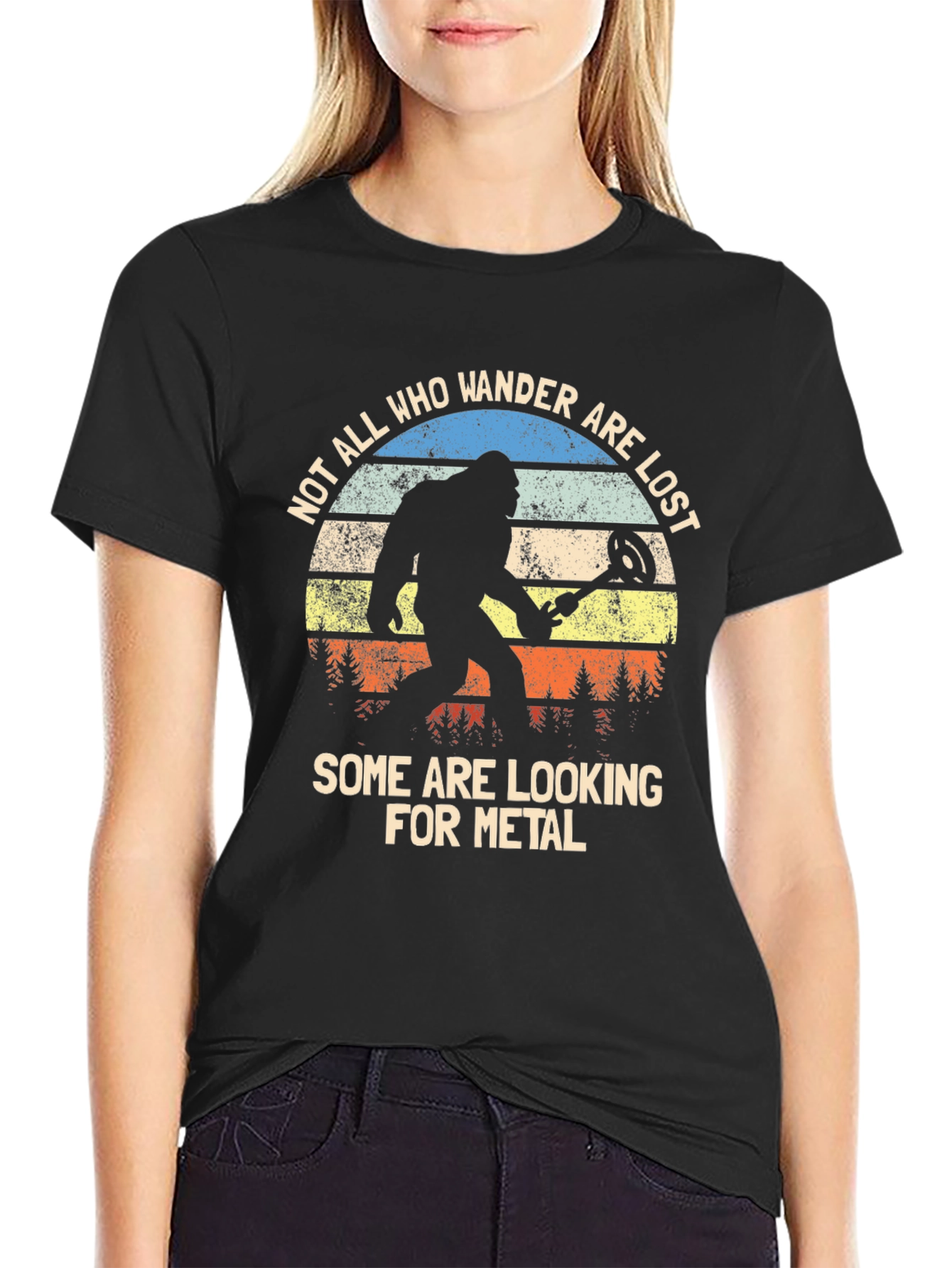 Black Bigfoot Metal Detecting T-Shirt - Wanderer Tee view 2