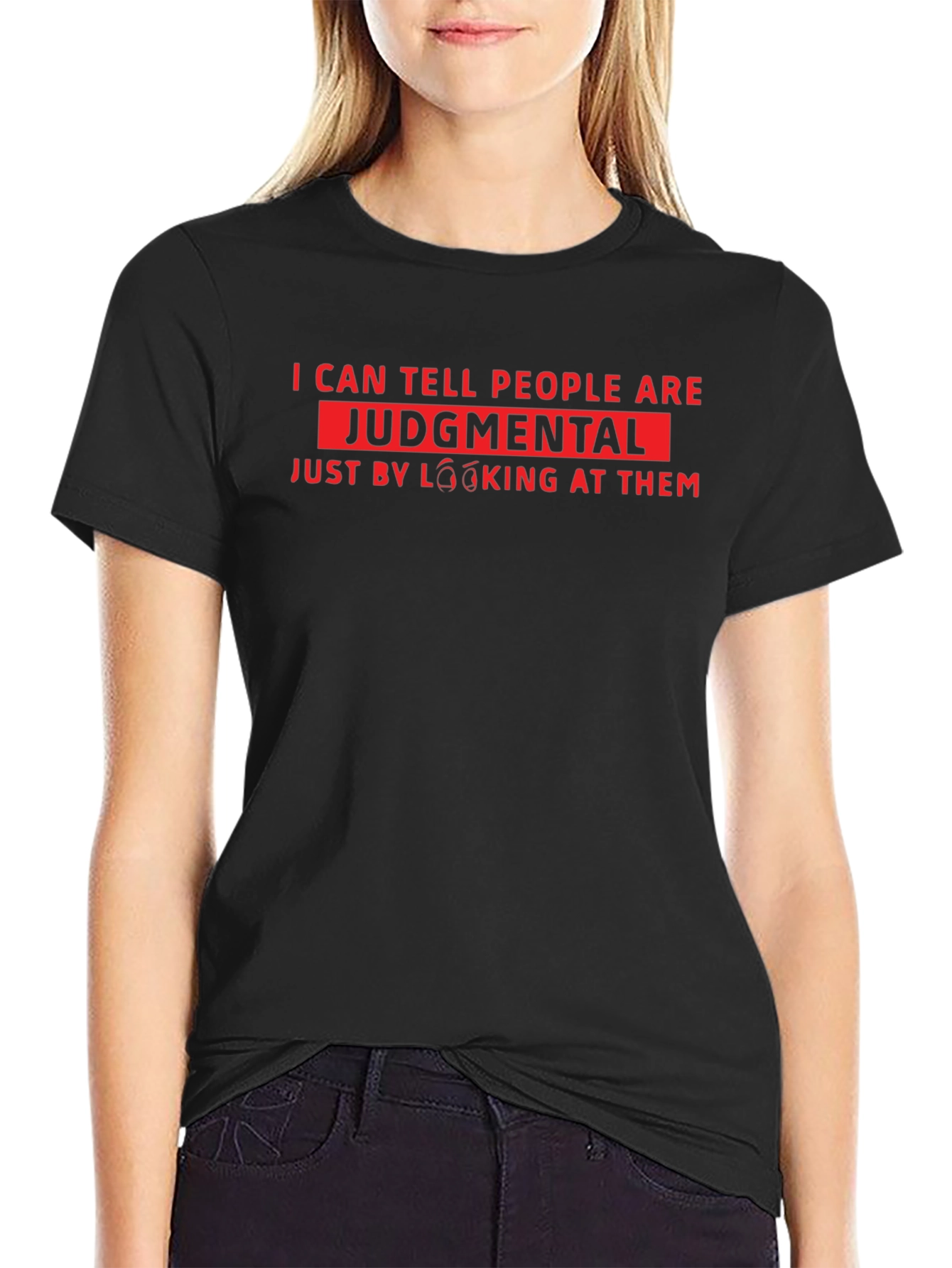 Black Judgmental Funny Graphic T-Shirt view 2