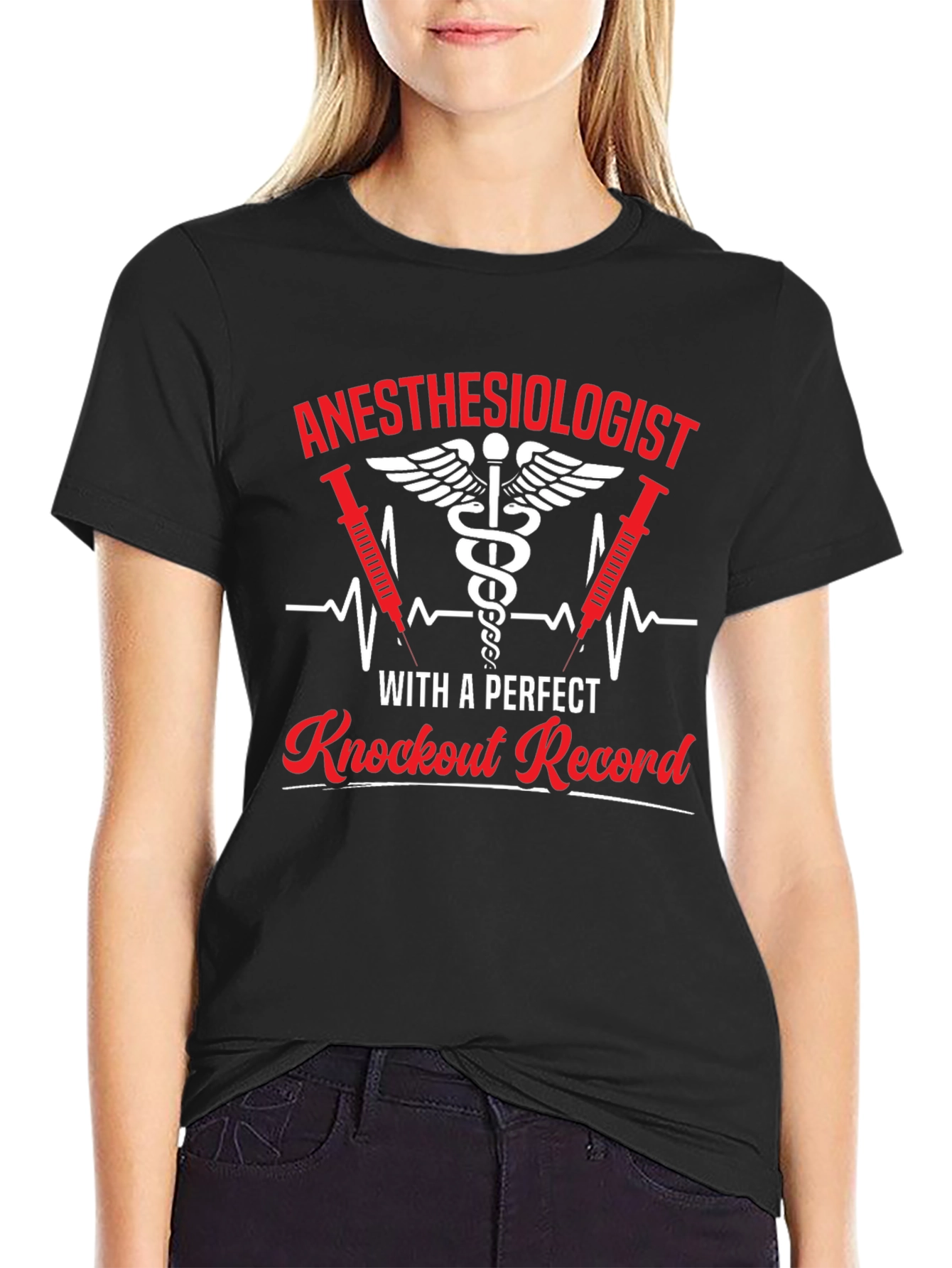 Black Anesthesiologist Knockout Record T-Shirt view 2