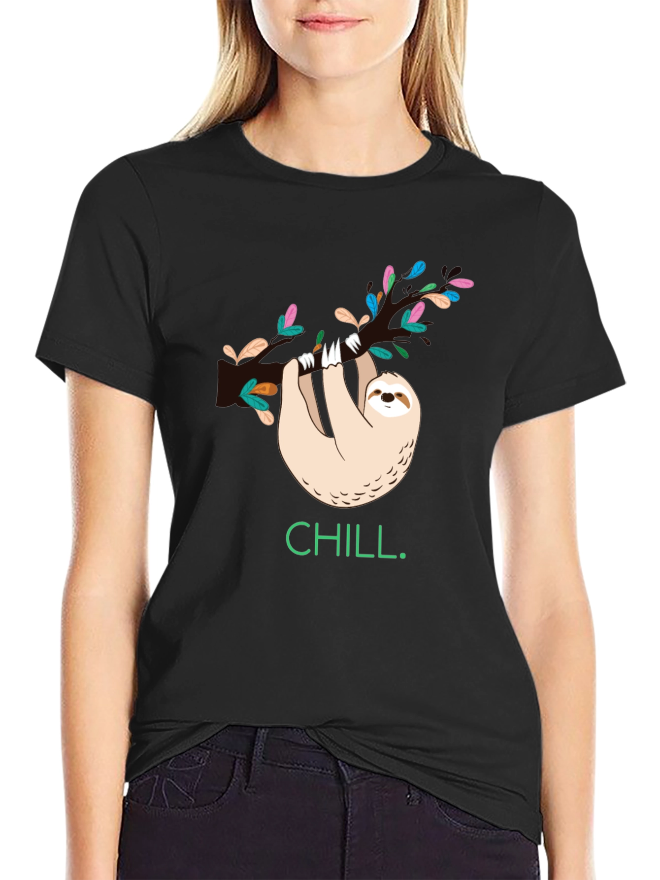 Black Chill Sloth Graphic T-Shirt - Relaxed & Stylish Tee view 2