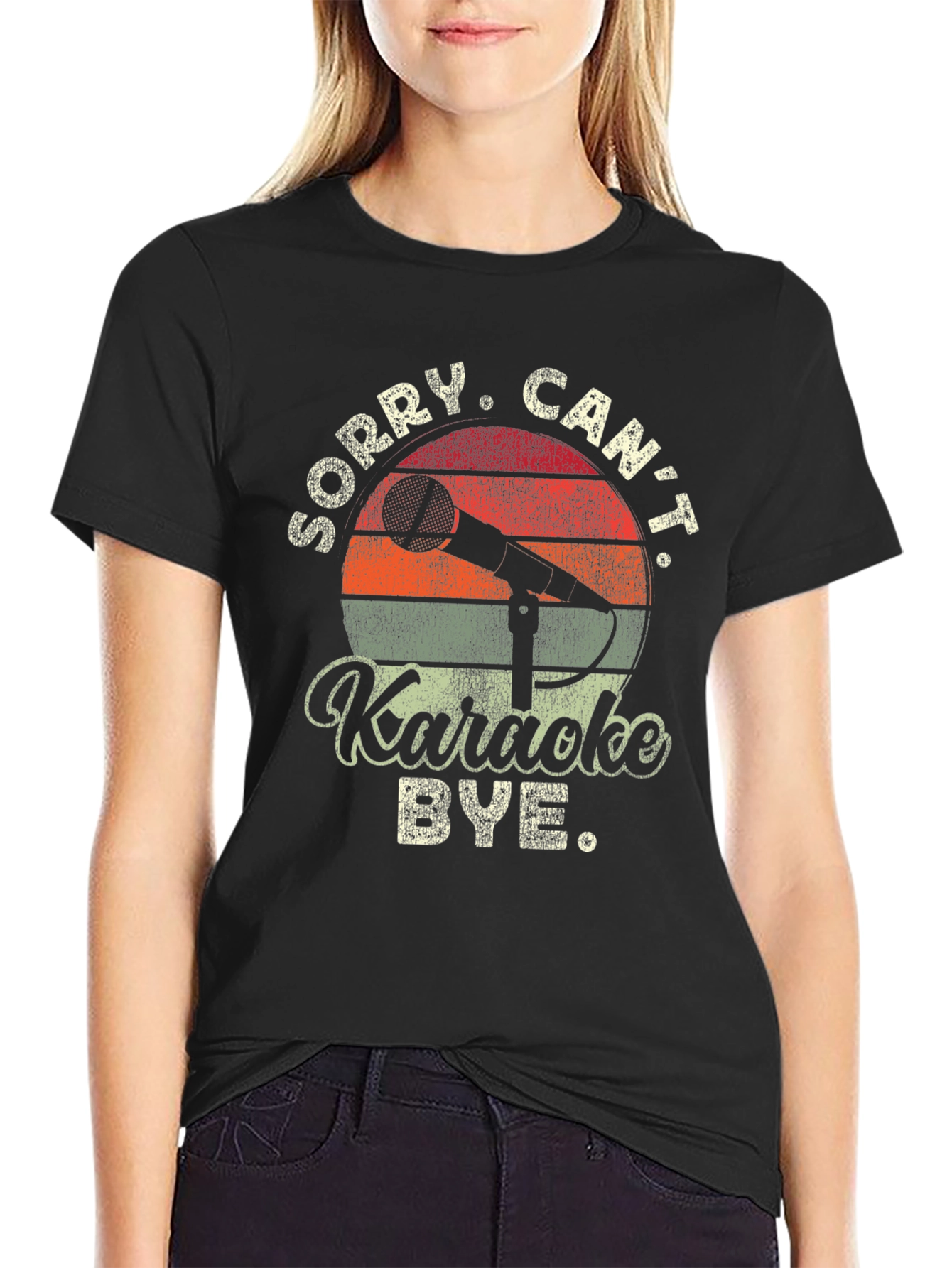 Black Karaoke T-Shirt: Sorry, Can't, Bye view 2