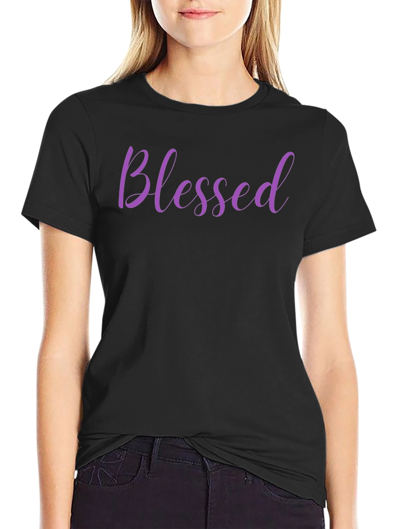 Black Blessed Graphic T-Shirt - Casual Style view 2