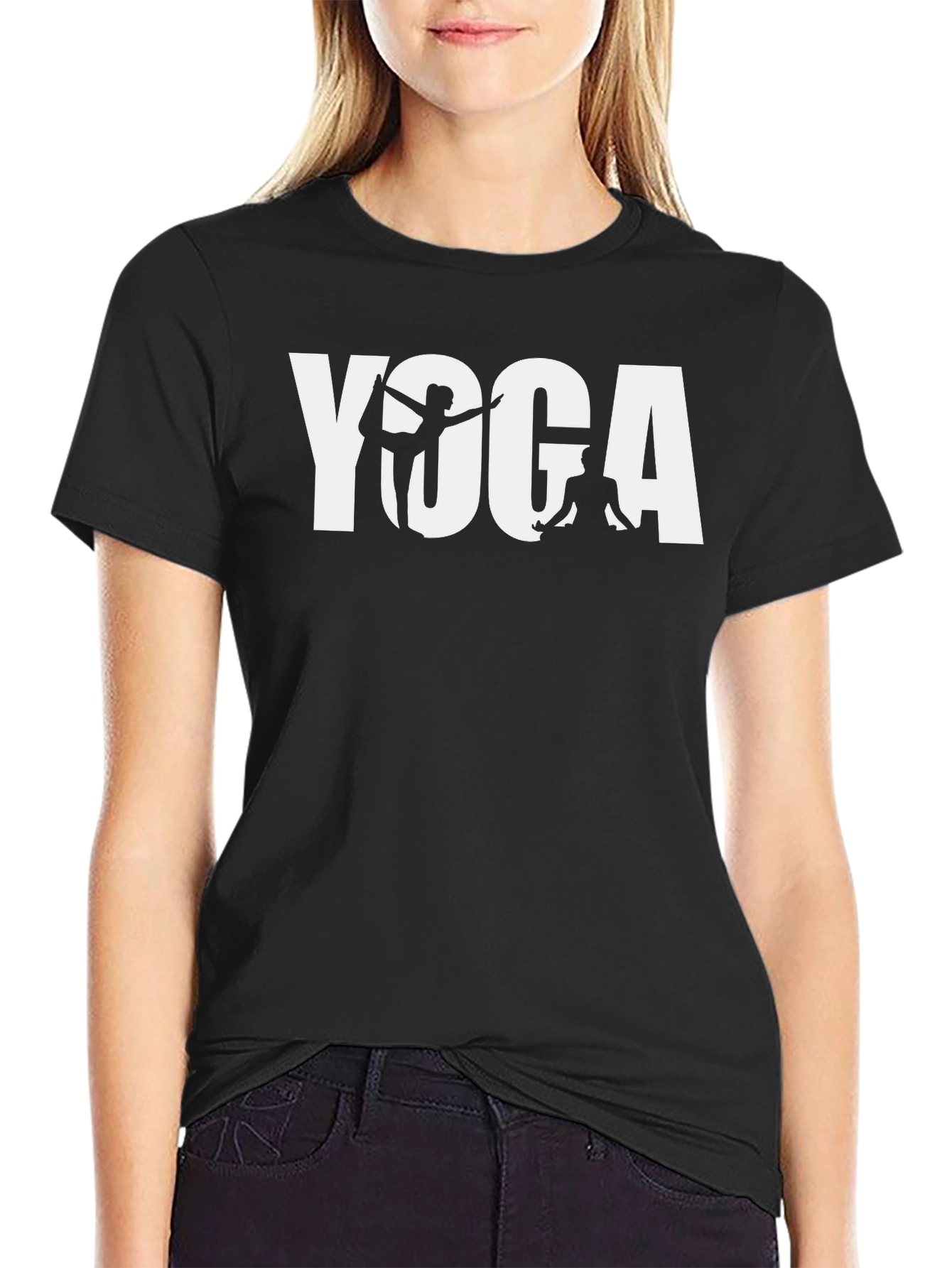 Black Yoga Graphic Tee - Black Cotton Blend view 2