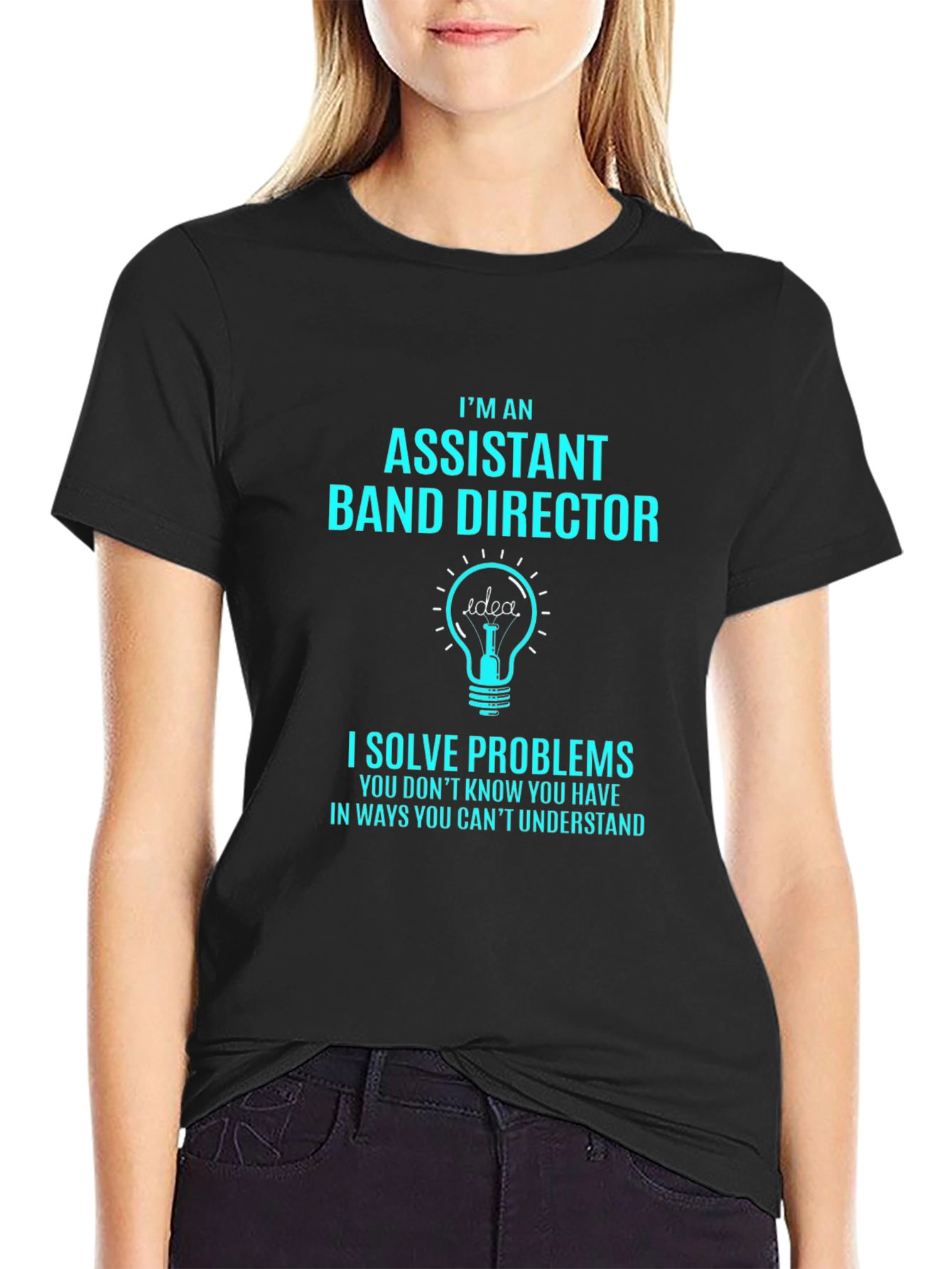 Black Assistant Band Director T-Shirt: I Solve Problems Tee view 2