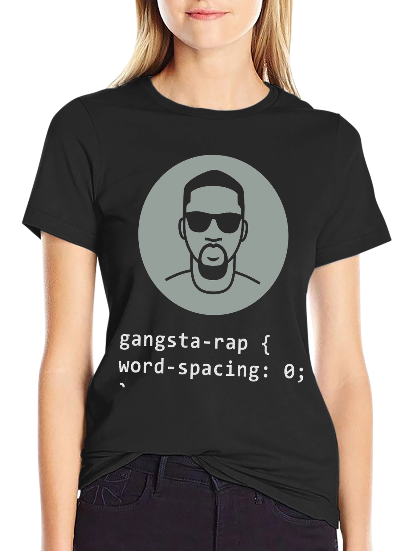 Black Gangsta Rap CSS Code Black T-Shirt view 2