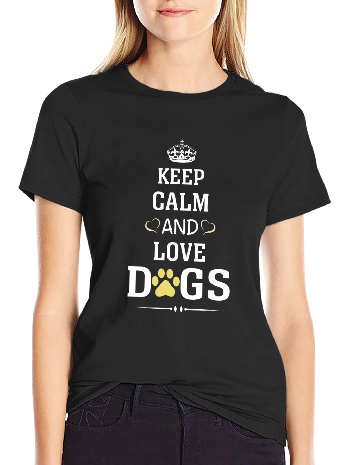Black Keep Calm and Love Dogs T-Shirt - Black view 2