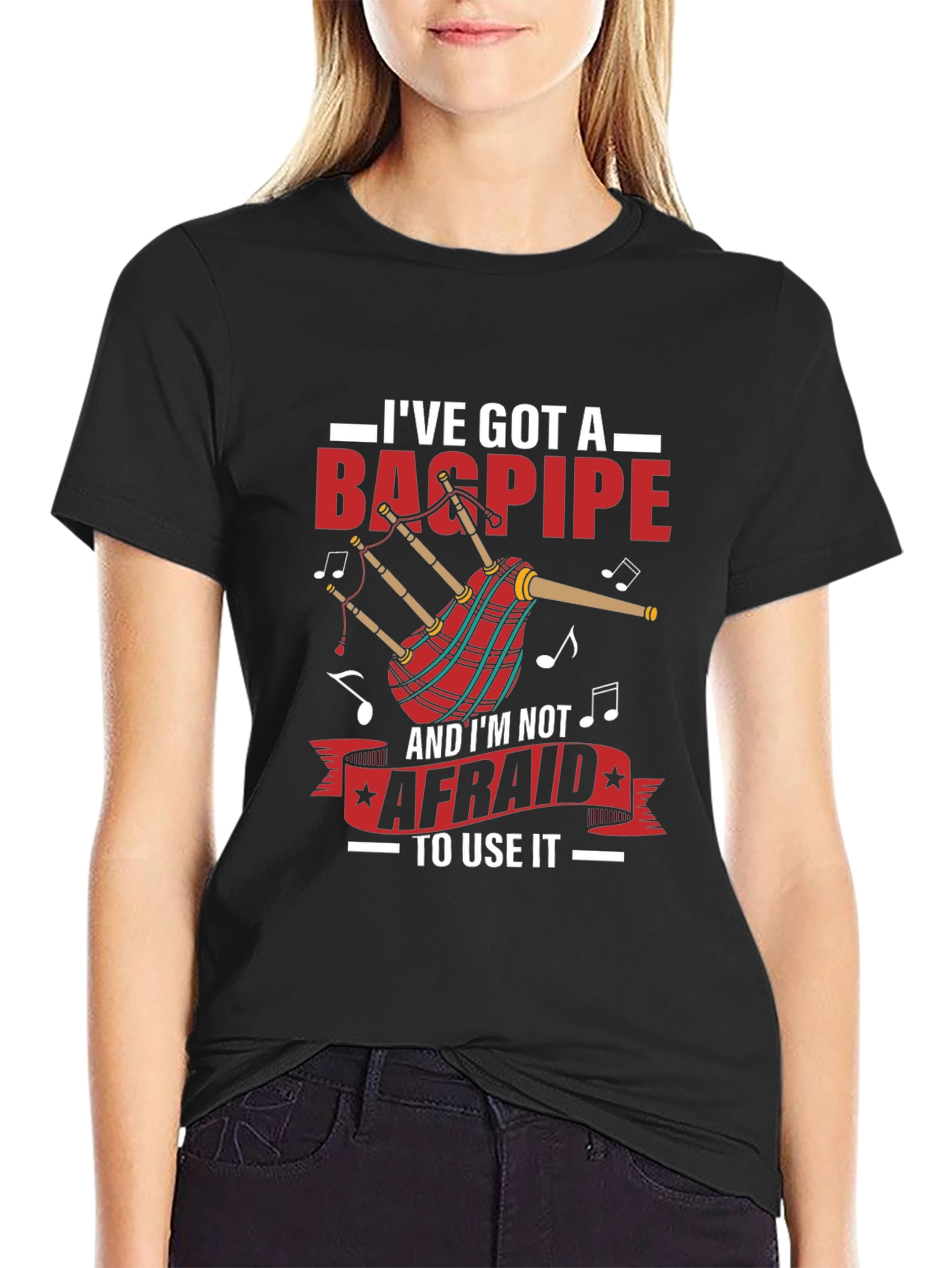 Black Bagpipe T-Shirt - I've Got A Bagpipe view 2
