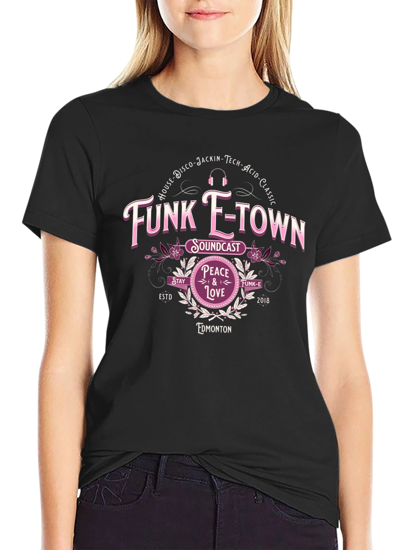 Black Funk E-Town Soundcast Black T-Shirt view 2