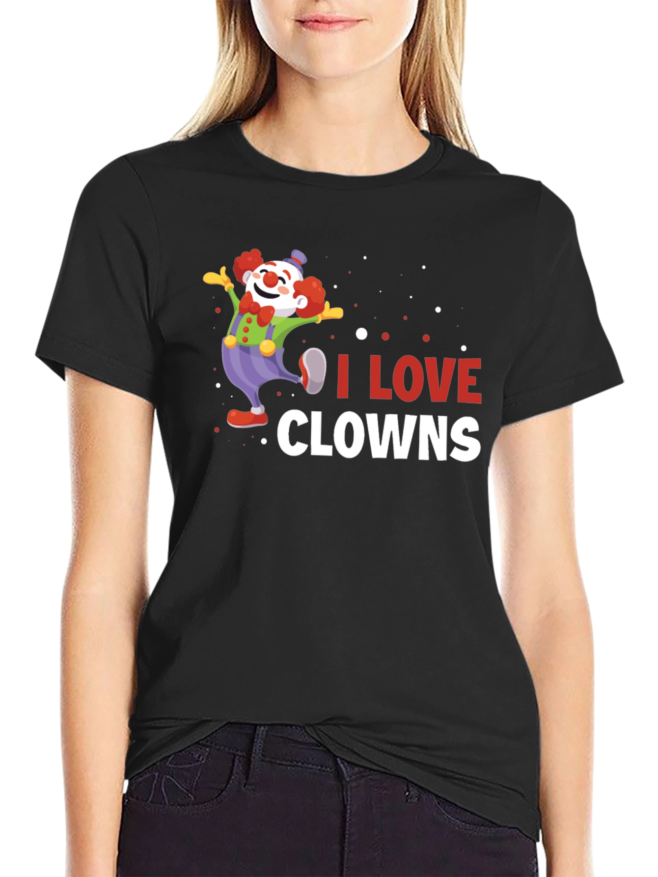 Black I Love Clowns Graphic Tee - Black Cotton T-Shirt view 2