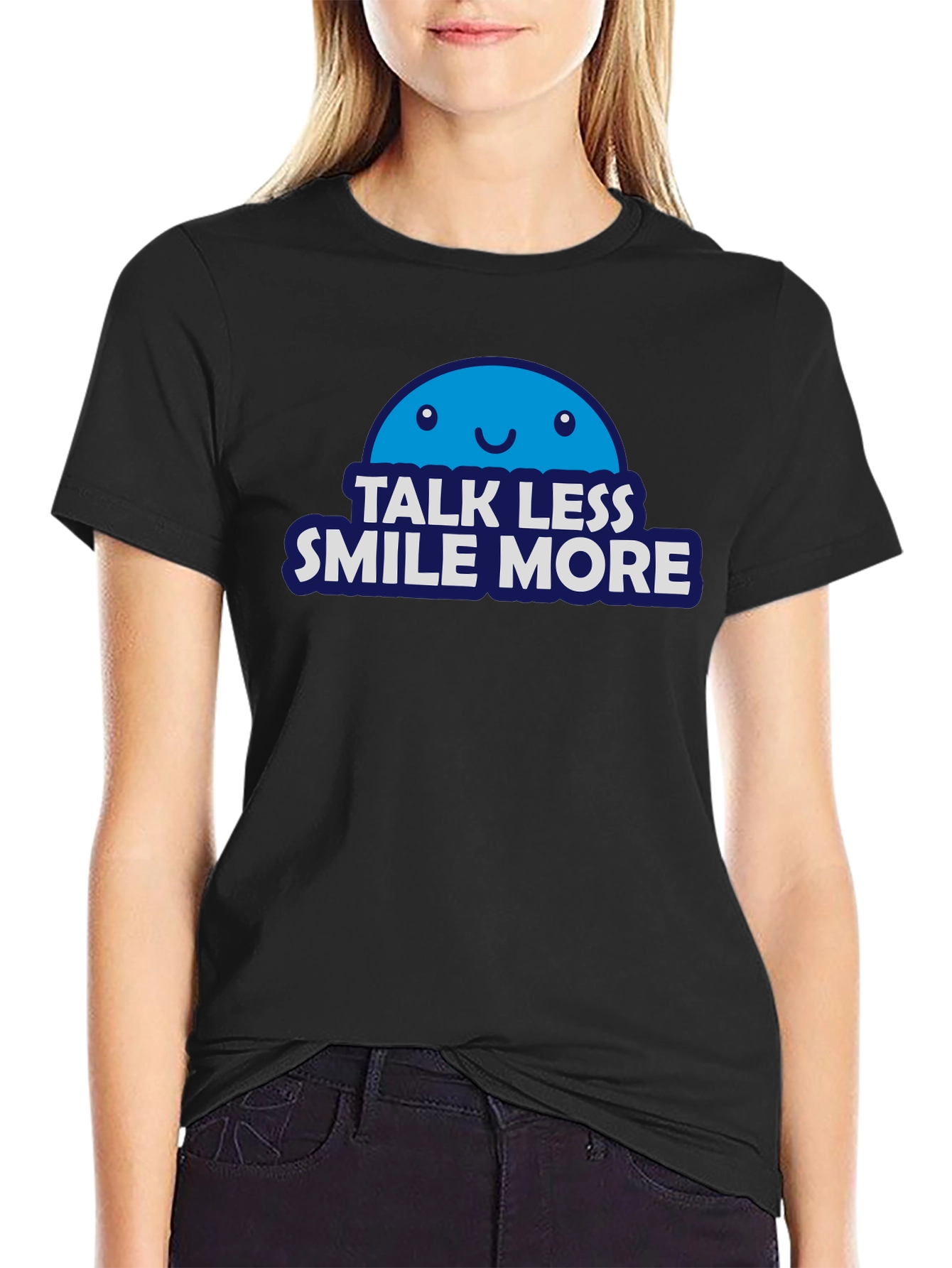 Black Talk Less Smile More T-Shirt - Positive Vibes Tee view 2
