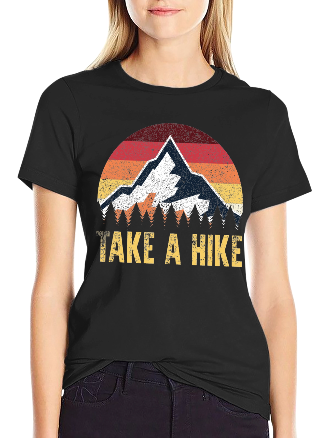 Black Take a Hike Graphic Tee - Retro Mountain Design view 2