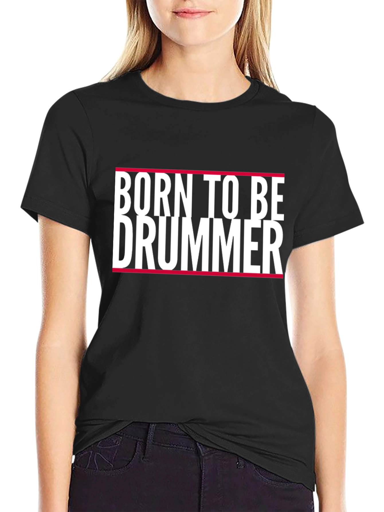 Black Born to Be Drummer Graphic Tee view 2