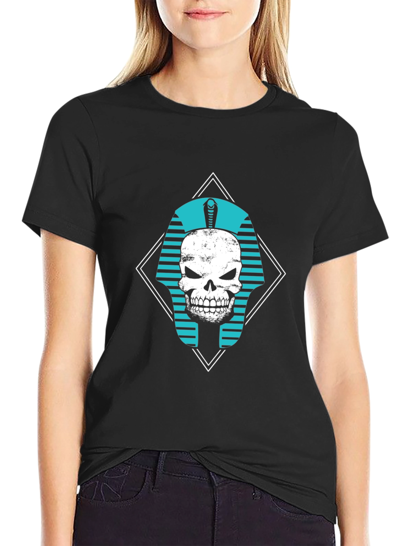 Black Skull Pharaoh Graphic Tee - Black view 2