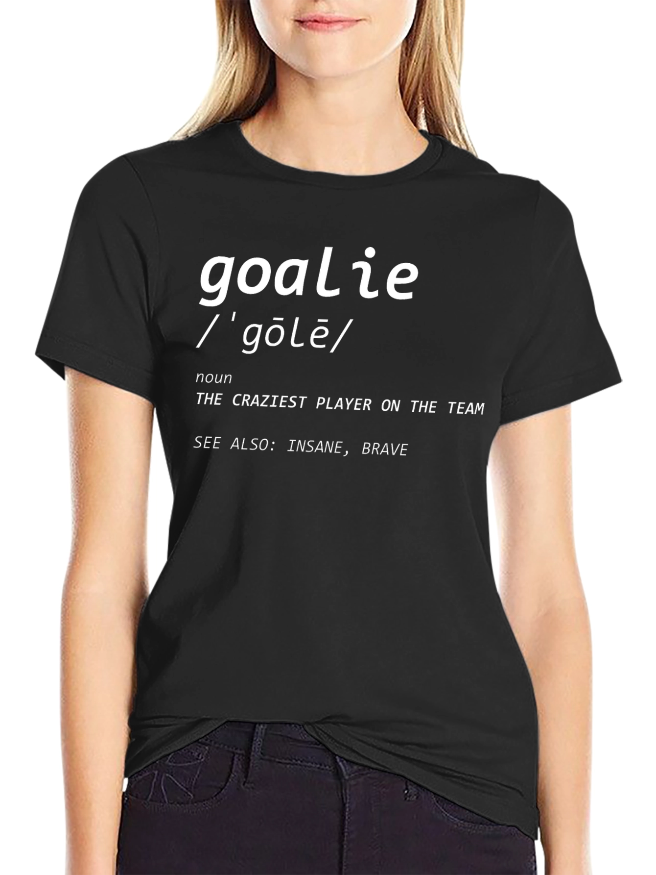 Black Goalie Definition T-Shirt: Crazy Player Tee view 2