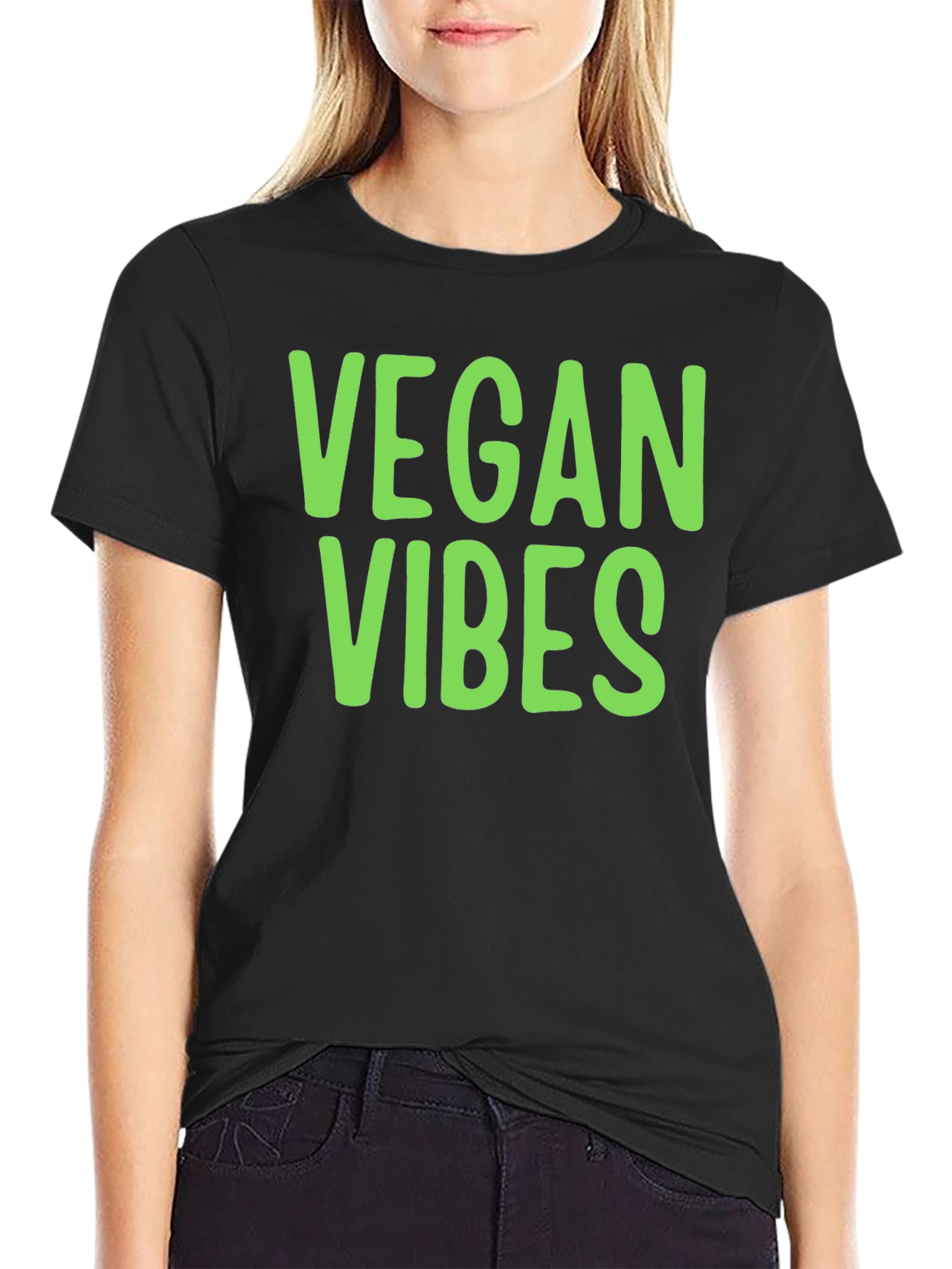 Vegan Vibes T-Shirt - Black, Casual Style - 2