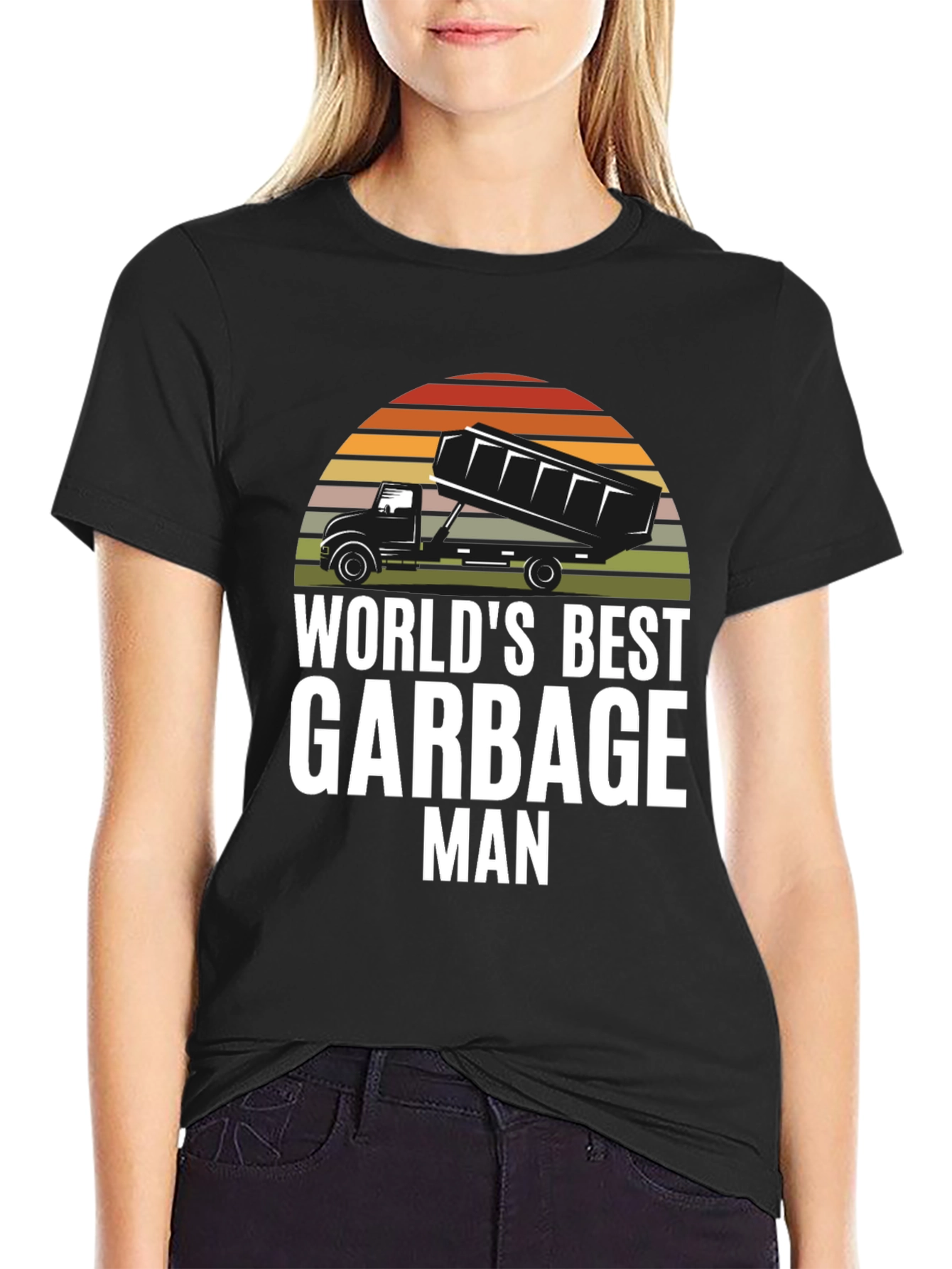 Black World's Best Garbage Man Black Graphic T-Shirt view 2