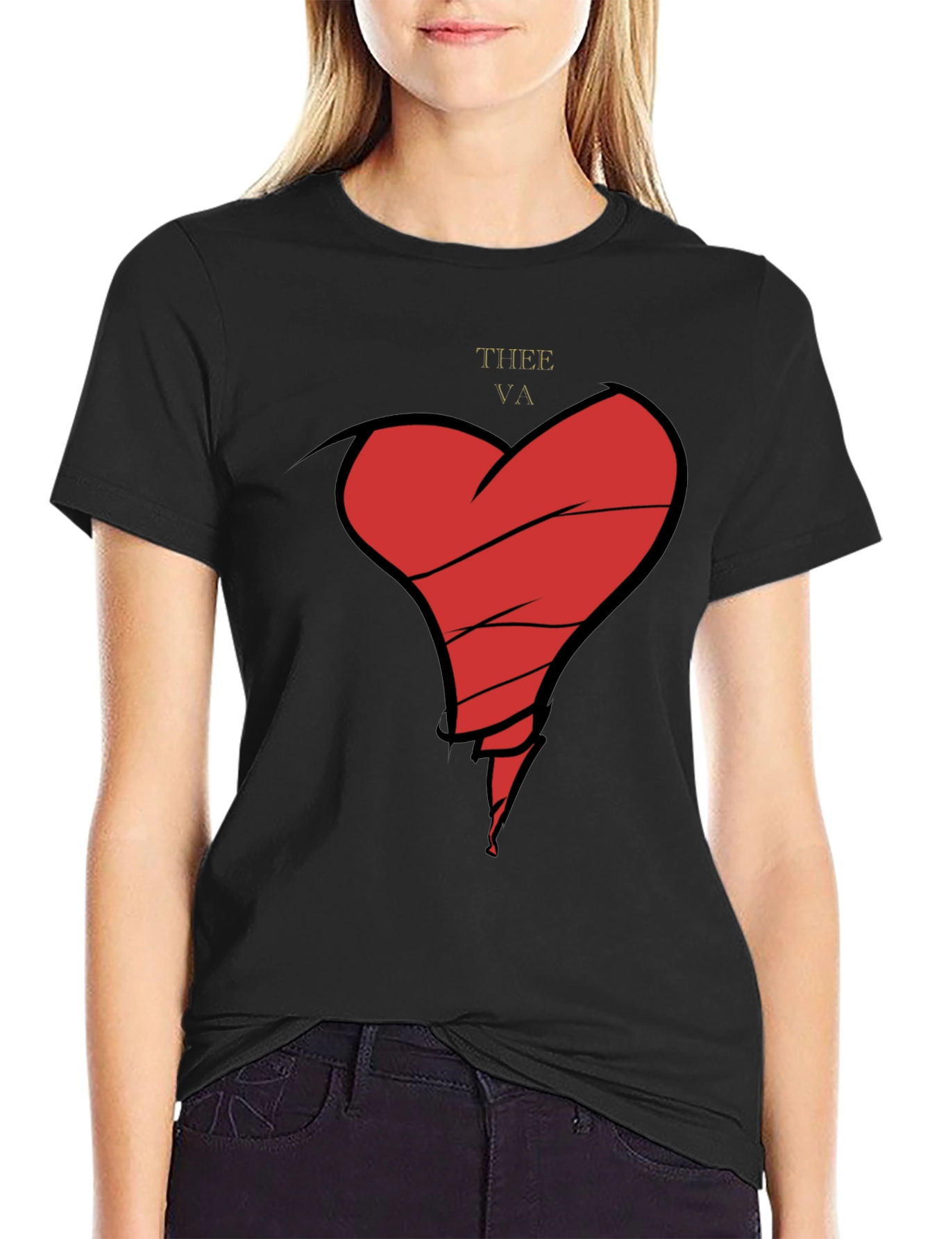 Black Broken Heart Graphic Tee - Men's Black T-Shirt view 2