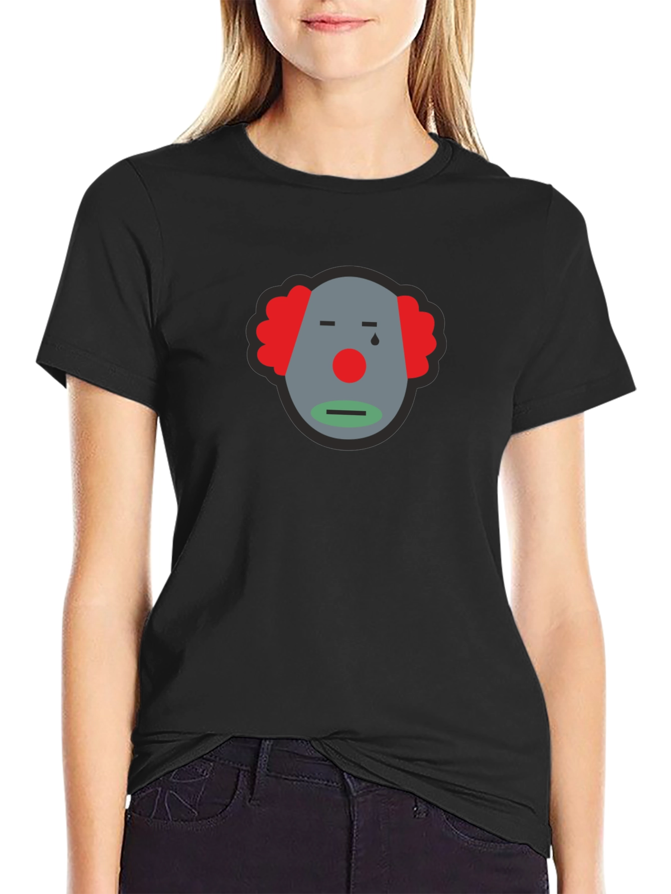 Sad Clown Graphic Tee - Unisex Black Cotton T-Shirt - 2