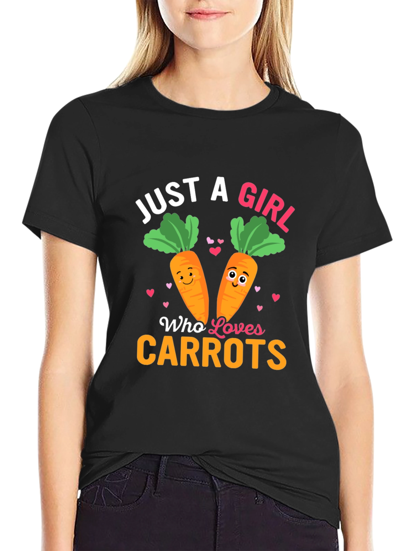 Black Just a Girl Who Loves Carrots Graphic Tee view 2