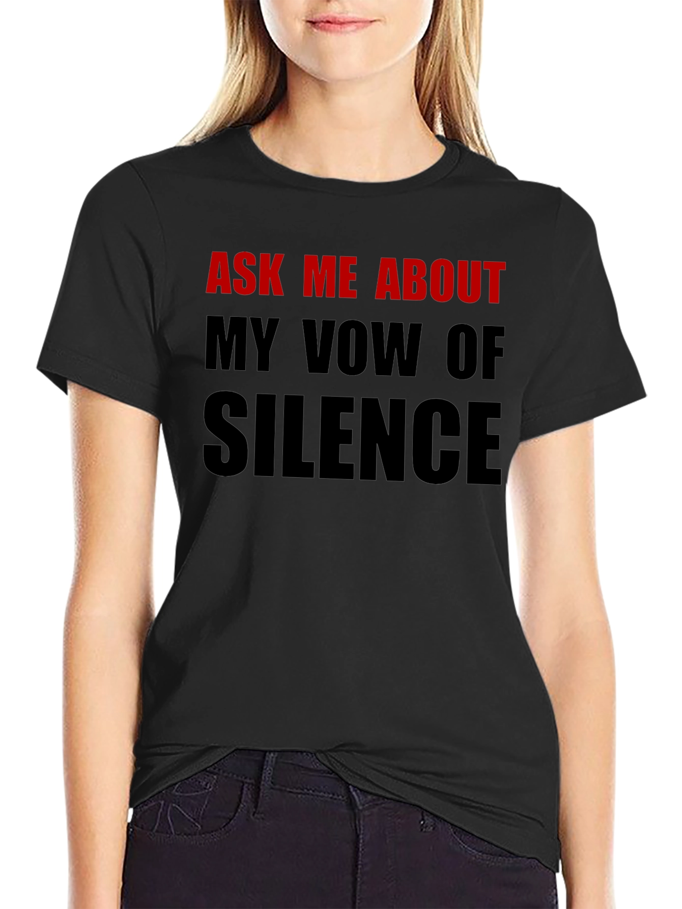 Black Ask Me About My Vow of Silence T-Shirt view 2