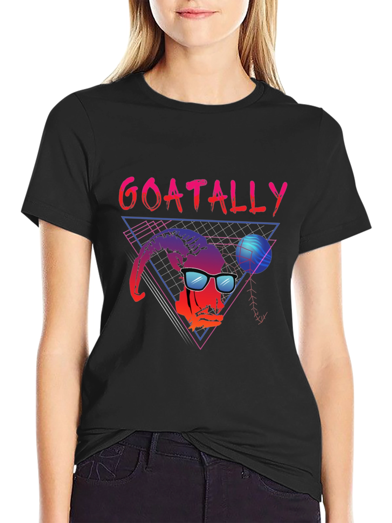 Black Goatally Awesome Retro T-Shirt view 2