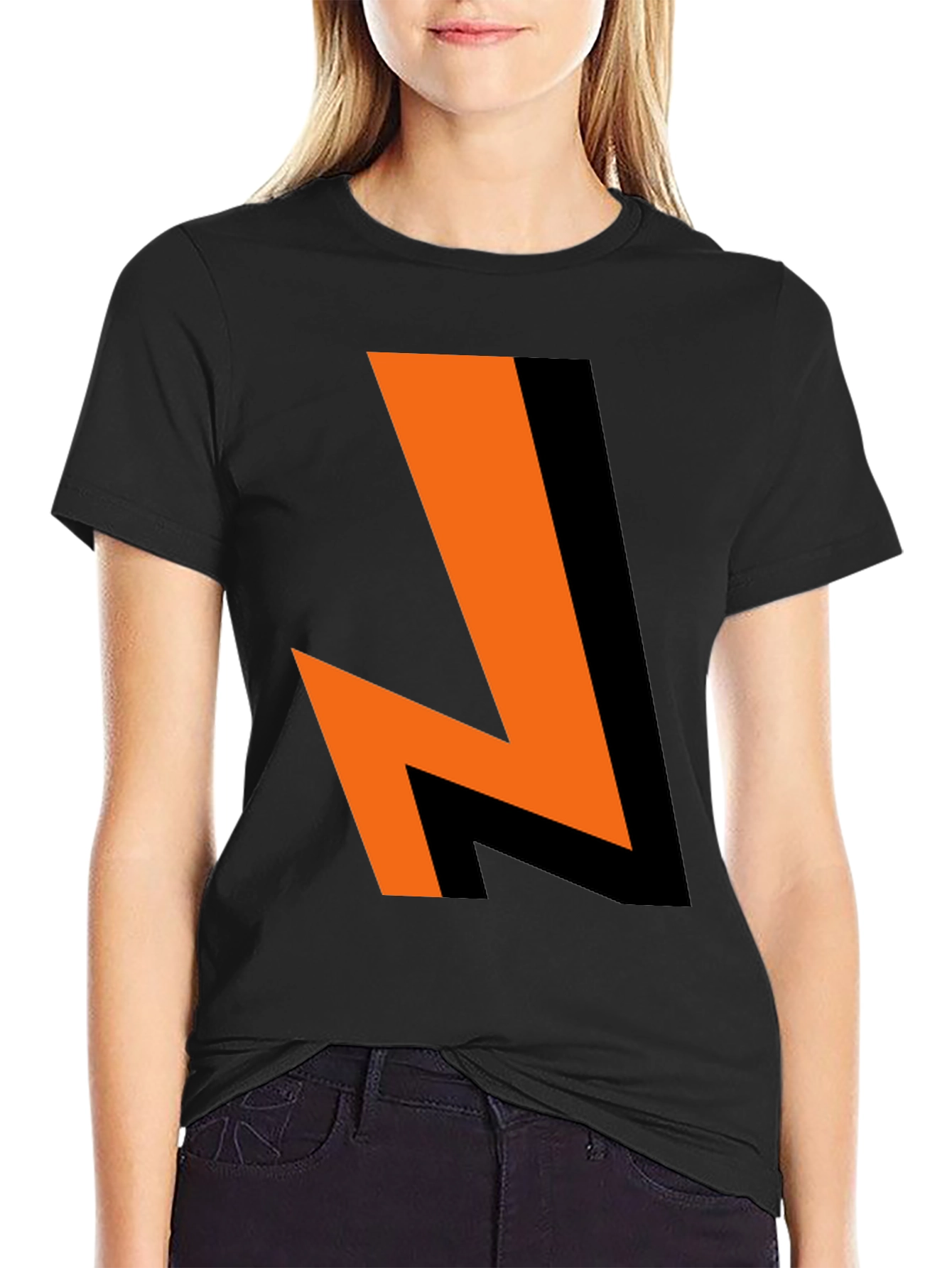 Black Bold Lightning Bolt Graphic Tee - Black Cotton Blend view 2