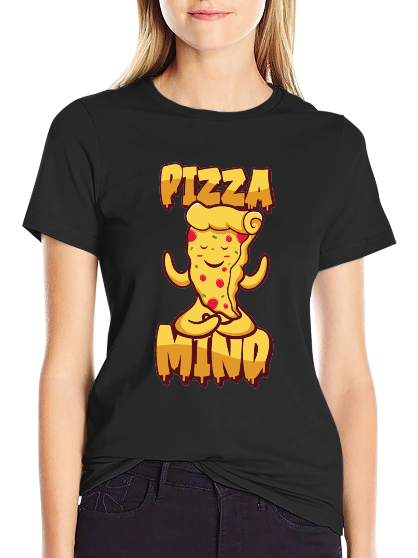 Black Pizza Mind Black T-Shirt for Men view 2