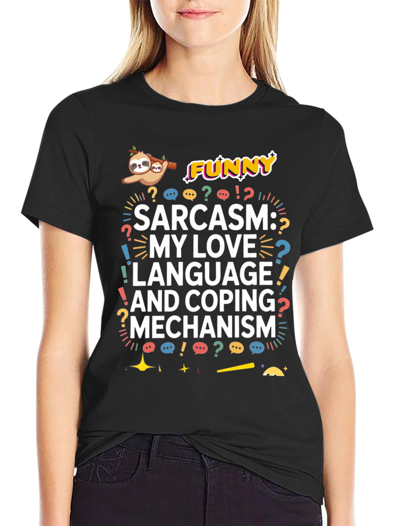 Black Funny Sarcasm Coping Mechanism Graphic Tee view 2