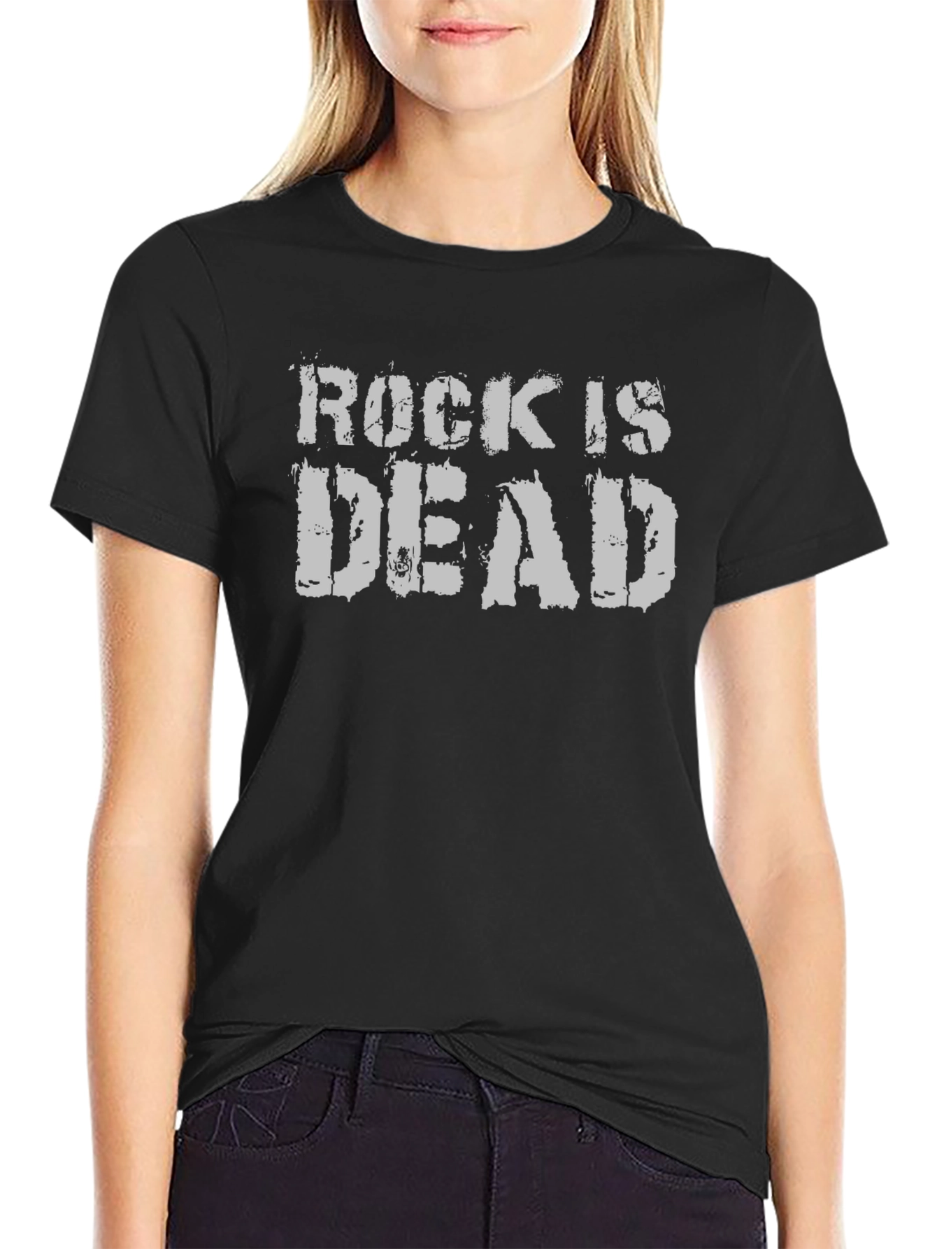 Black Rock Is Dead Graphic Tee - Black Cotton T-Shirt view 2