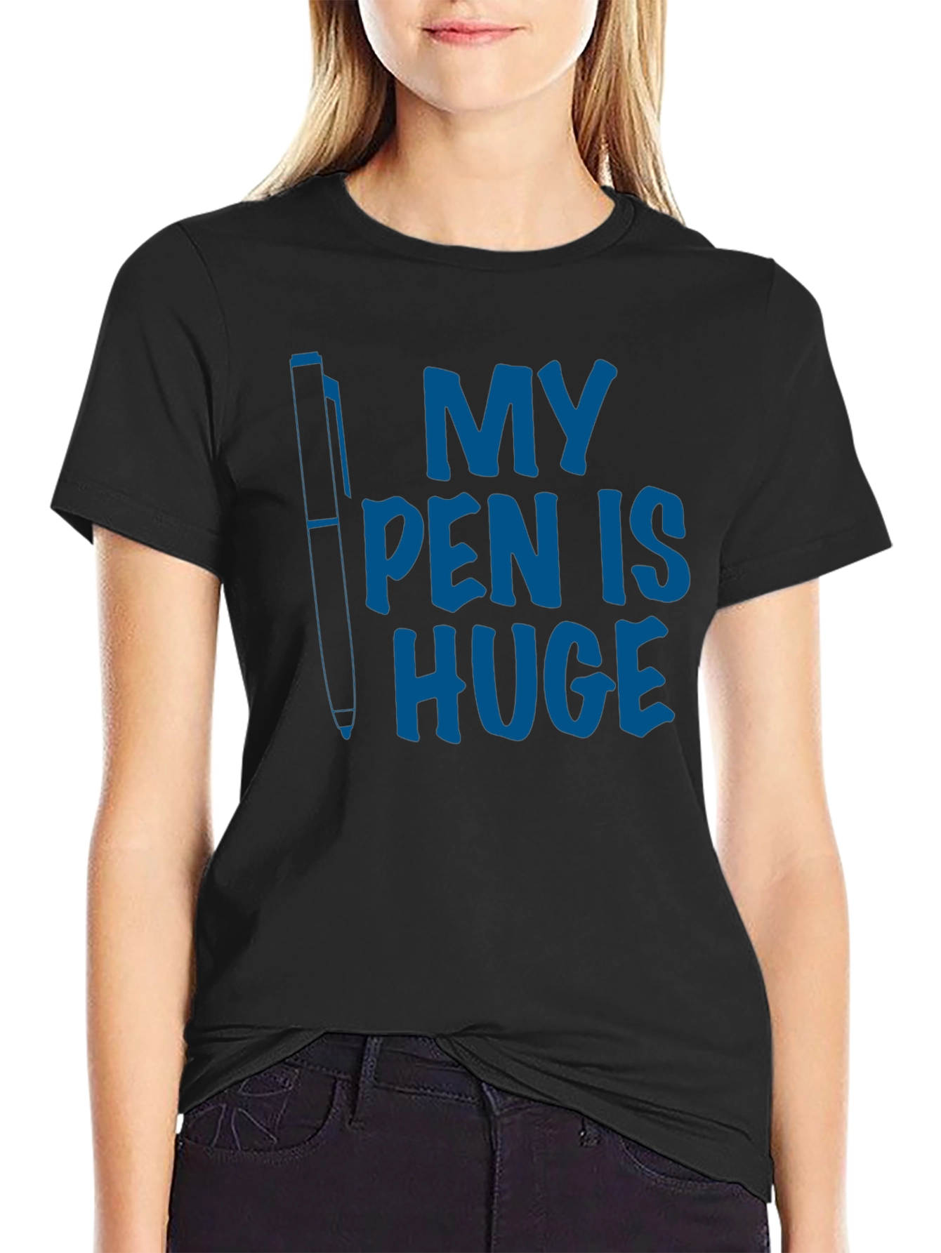 Black My Pen Is Huge Graphic Tee - Funny Novelty T-Shirt view 2