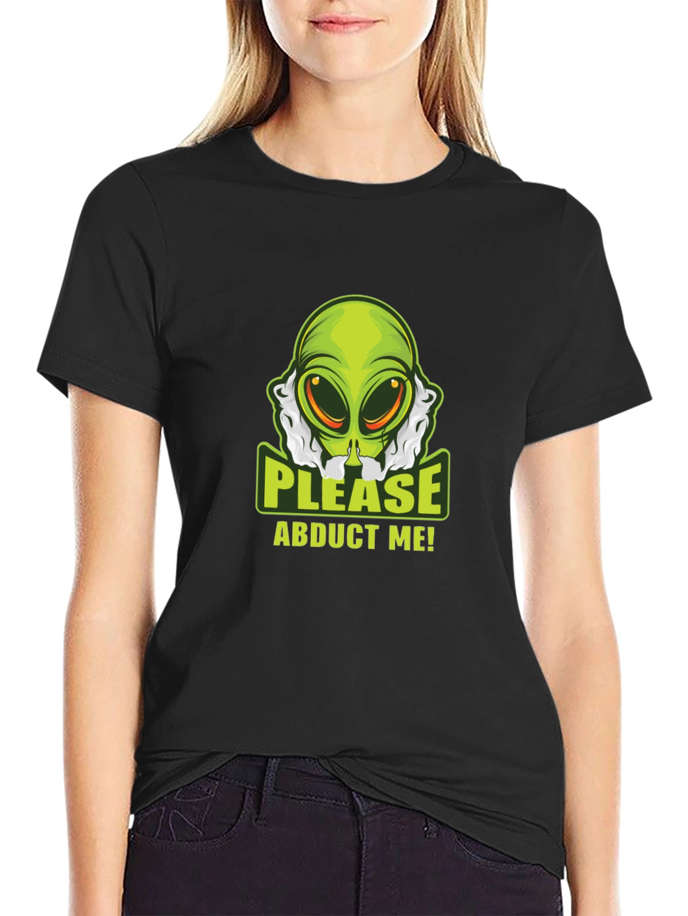 Black Alien Abduction T-Shirt - Please Abduct Me Tee view 2