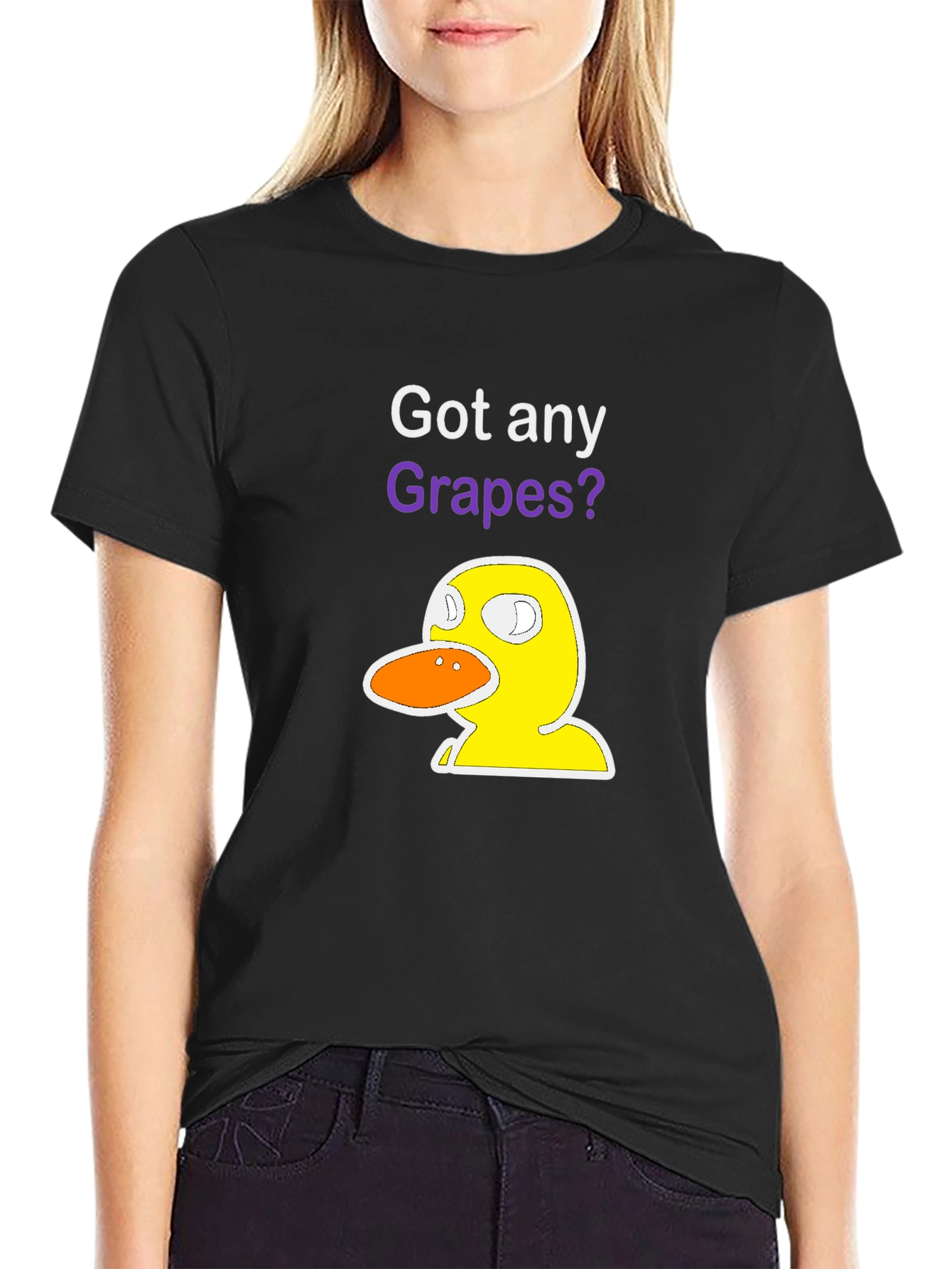 Black Got Any Grapes? Duck T-Shirt - Funny Graphic Tee view 2