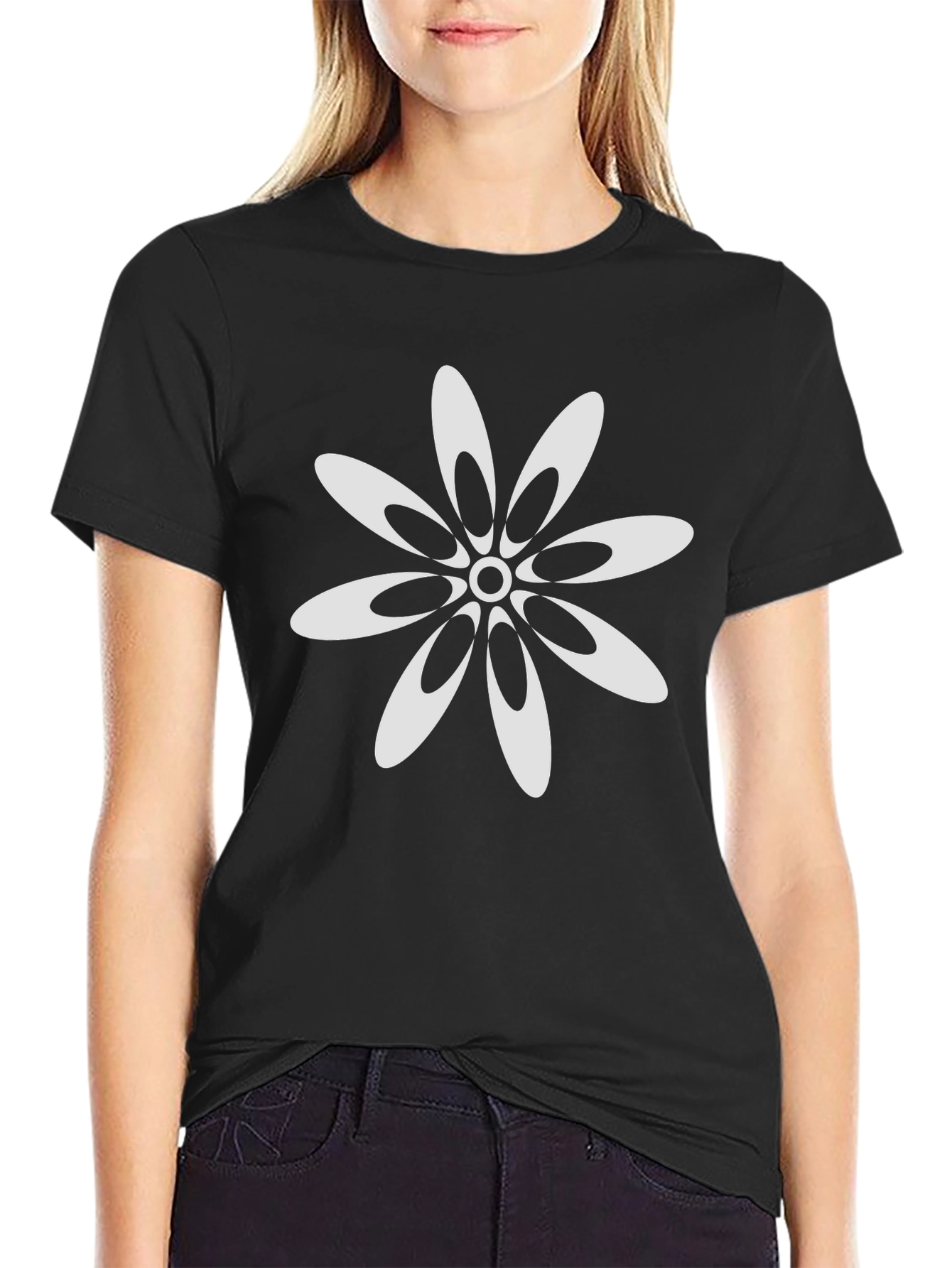 Black Flower Power Black T-Shirt view 2