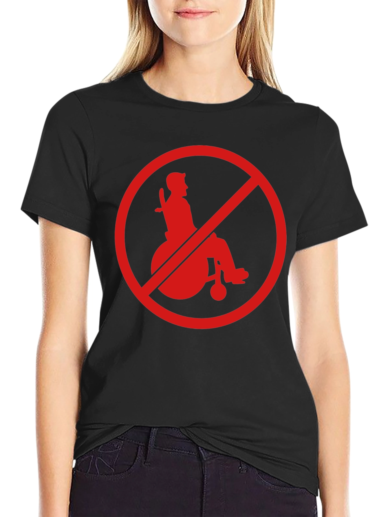 Black Edgy "No Wheelchair" Graphic T-Shirt view 2