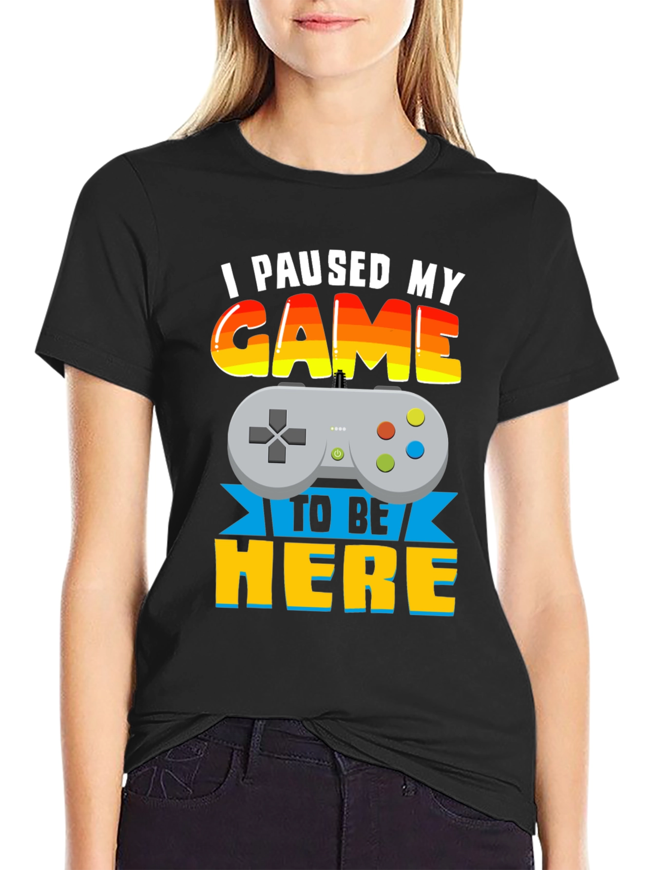 Black I Paused My Game to Be Here Graphic T-Shirt view 2