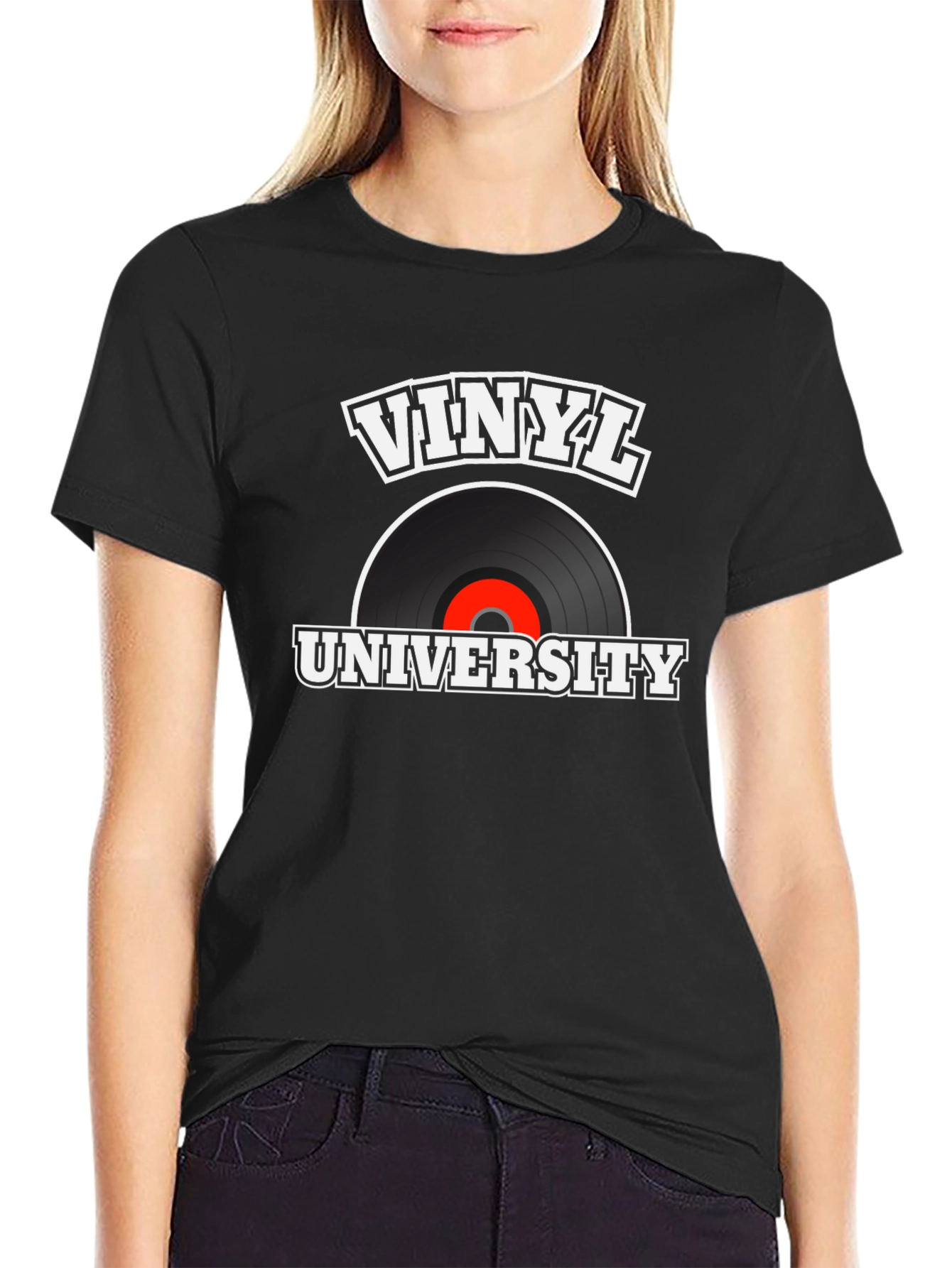 Black Vinyl University Black T-Shirt view 2